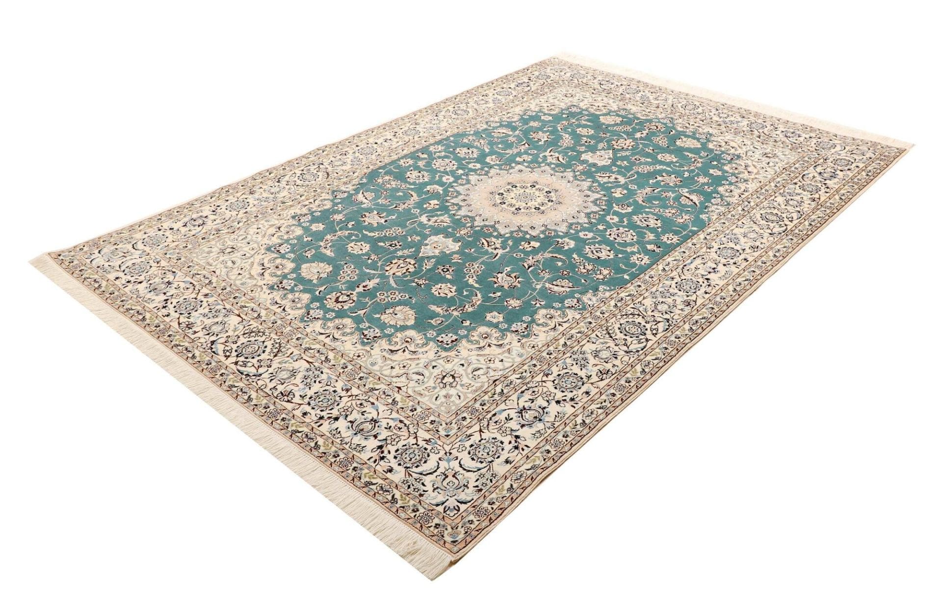 Nain Teppich 171 x 244 cm, florales Muster, handgeknüpft