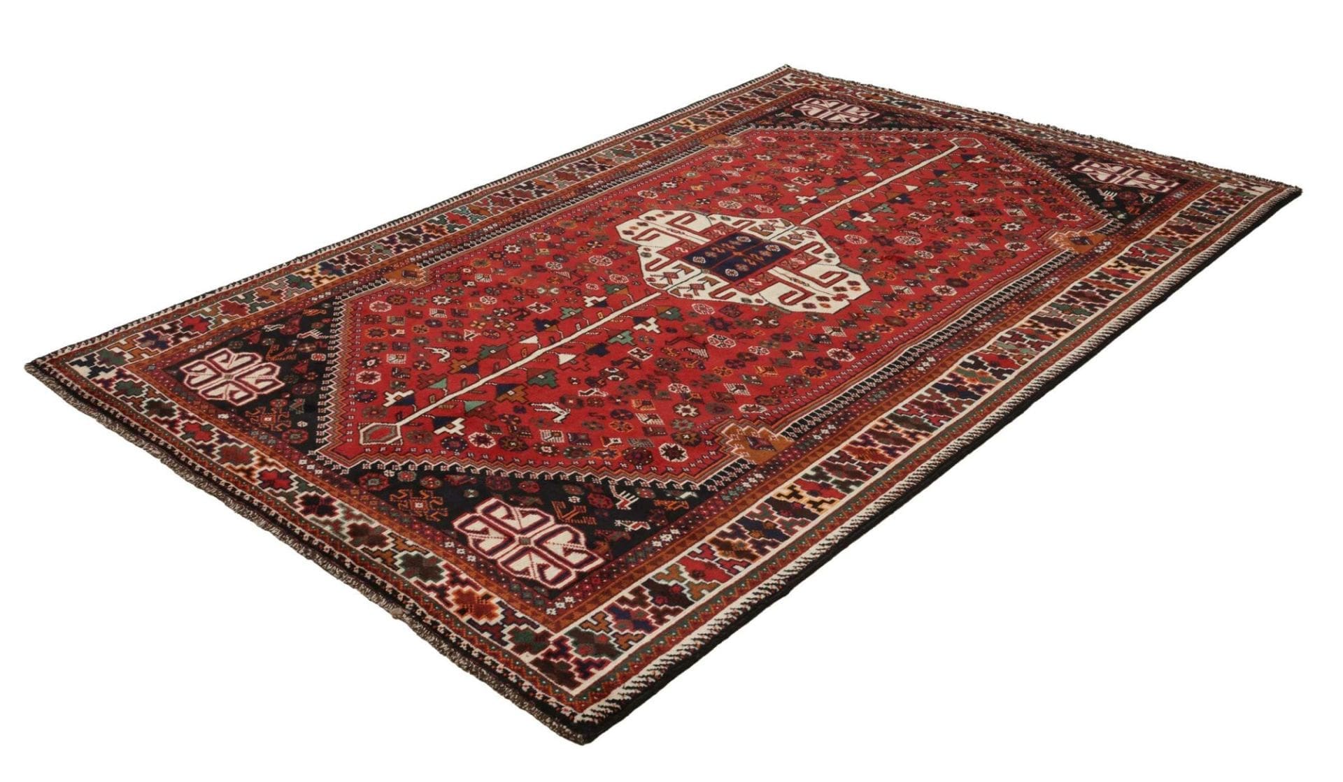 Shiraz Teppich 171 x 255cm, Wolle, geometrisches Muster, handgeknüpft