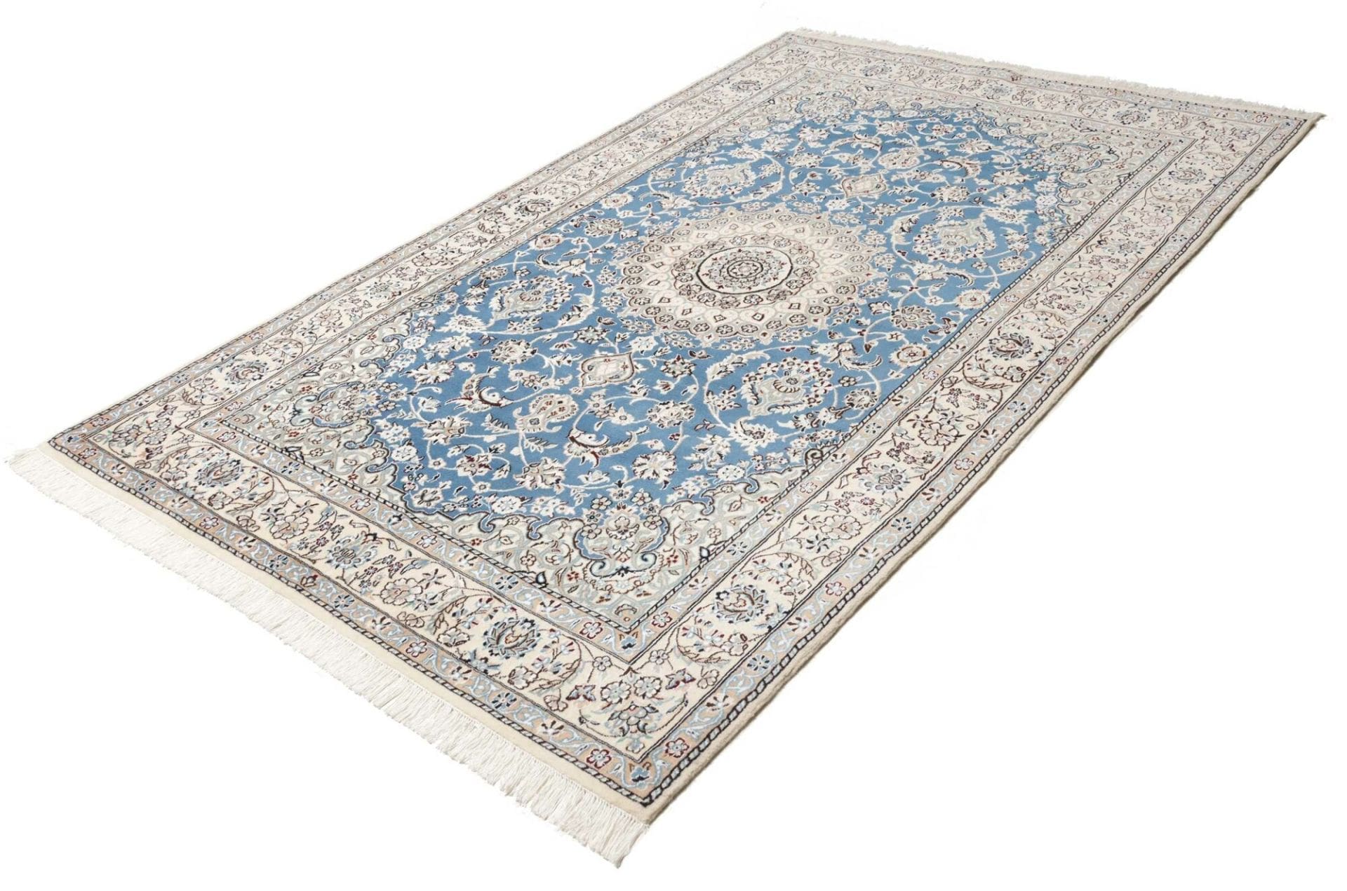 Nain Teppich 155 x 249 cm, florale Muster, handgeknüpft, Perserteppich