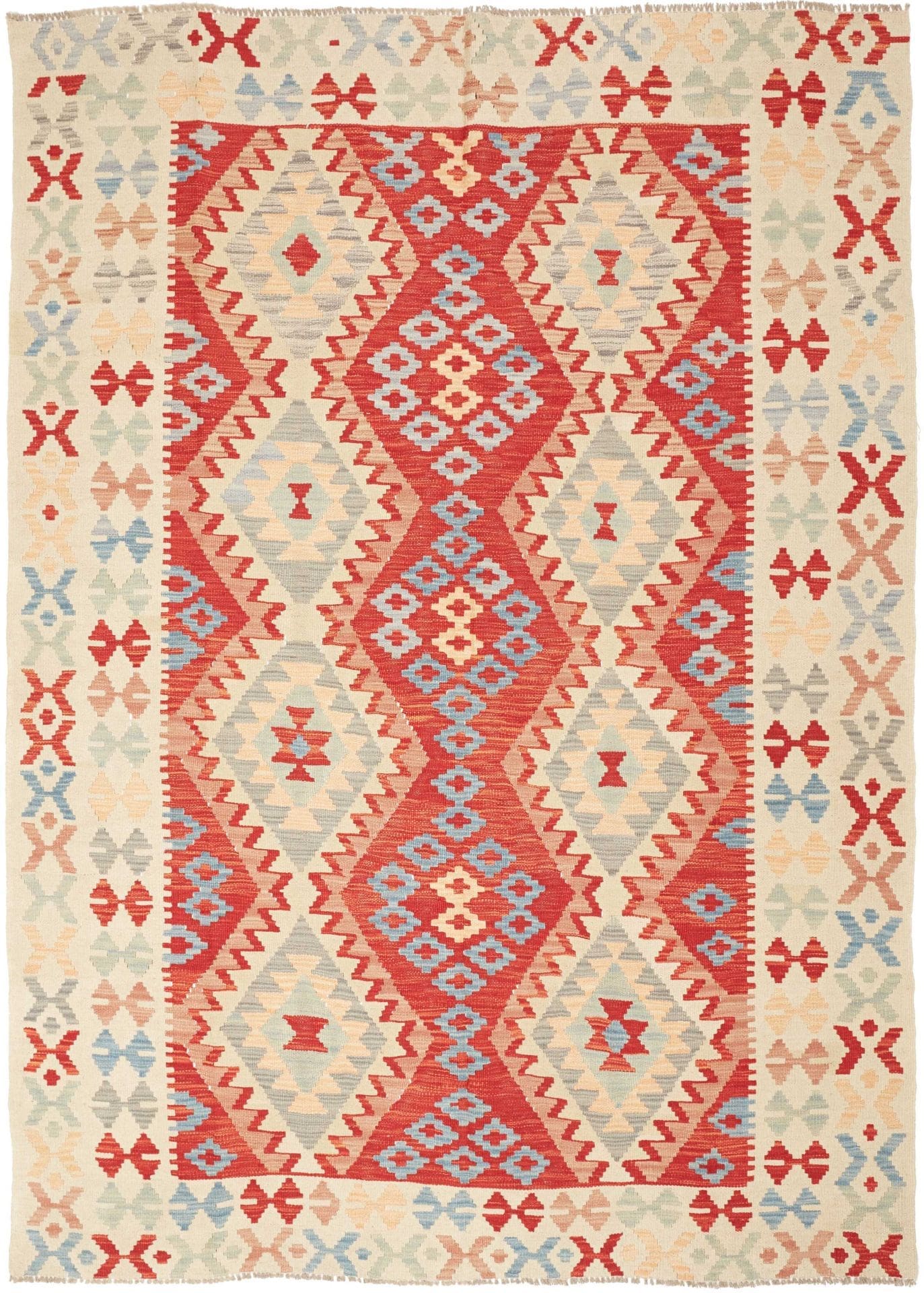 Kelim Teppich 171 x 235 cm, Handgewebt, Schurwolle, Orientteppich