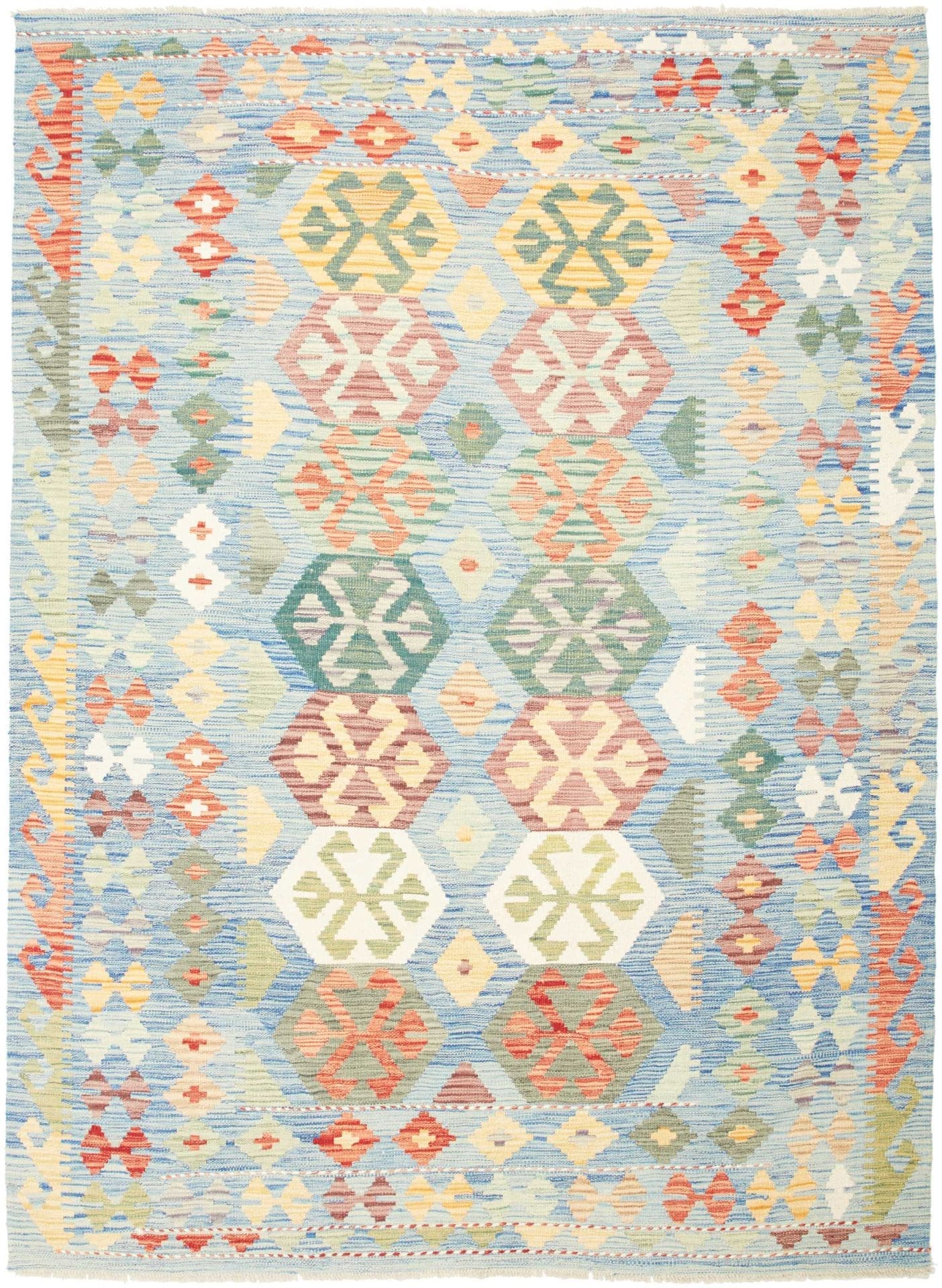 Kelim Teppich 176 x 233 cm, rustikal, handgewebt, Wolle Baumwolle