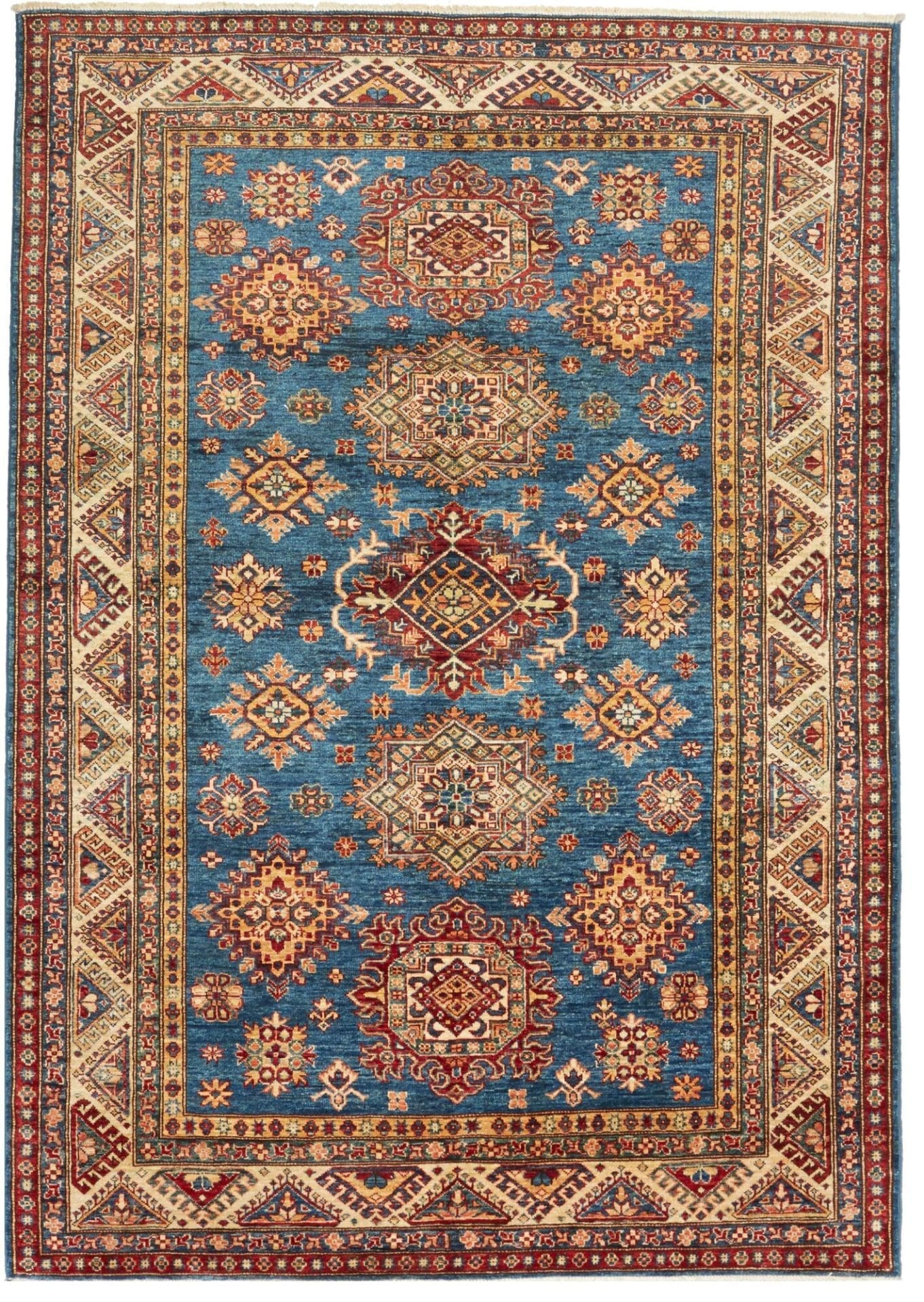 Kazak Teppich 173 x 240cm, handgeknüpft, geometrische Muster