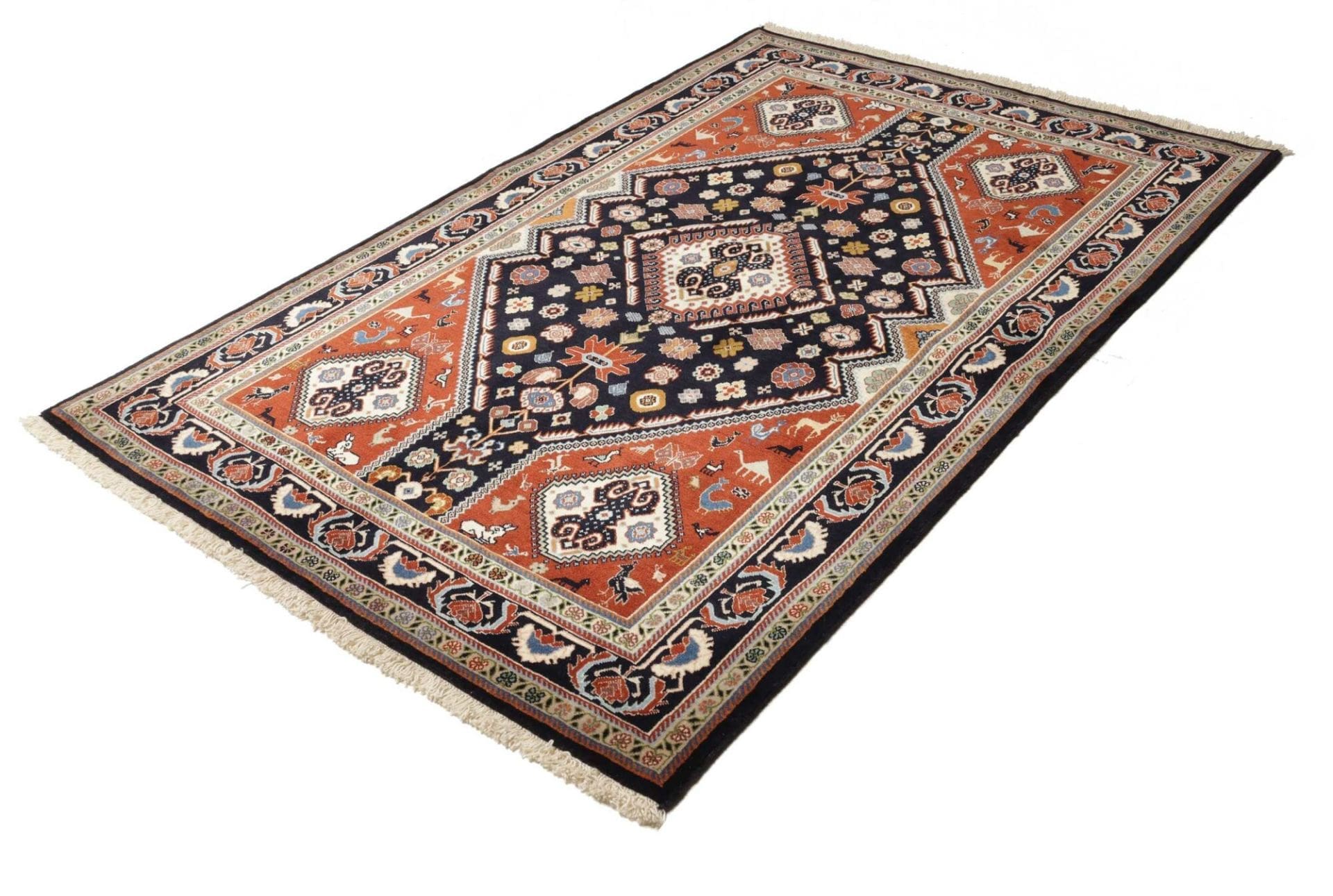 Rizbaft Orientteppich 143 x 215 cm, Schurwolle, handgeknüpft