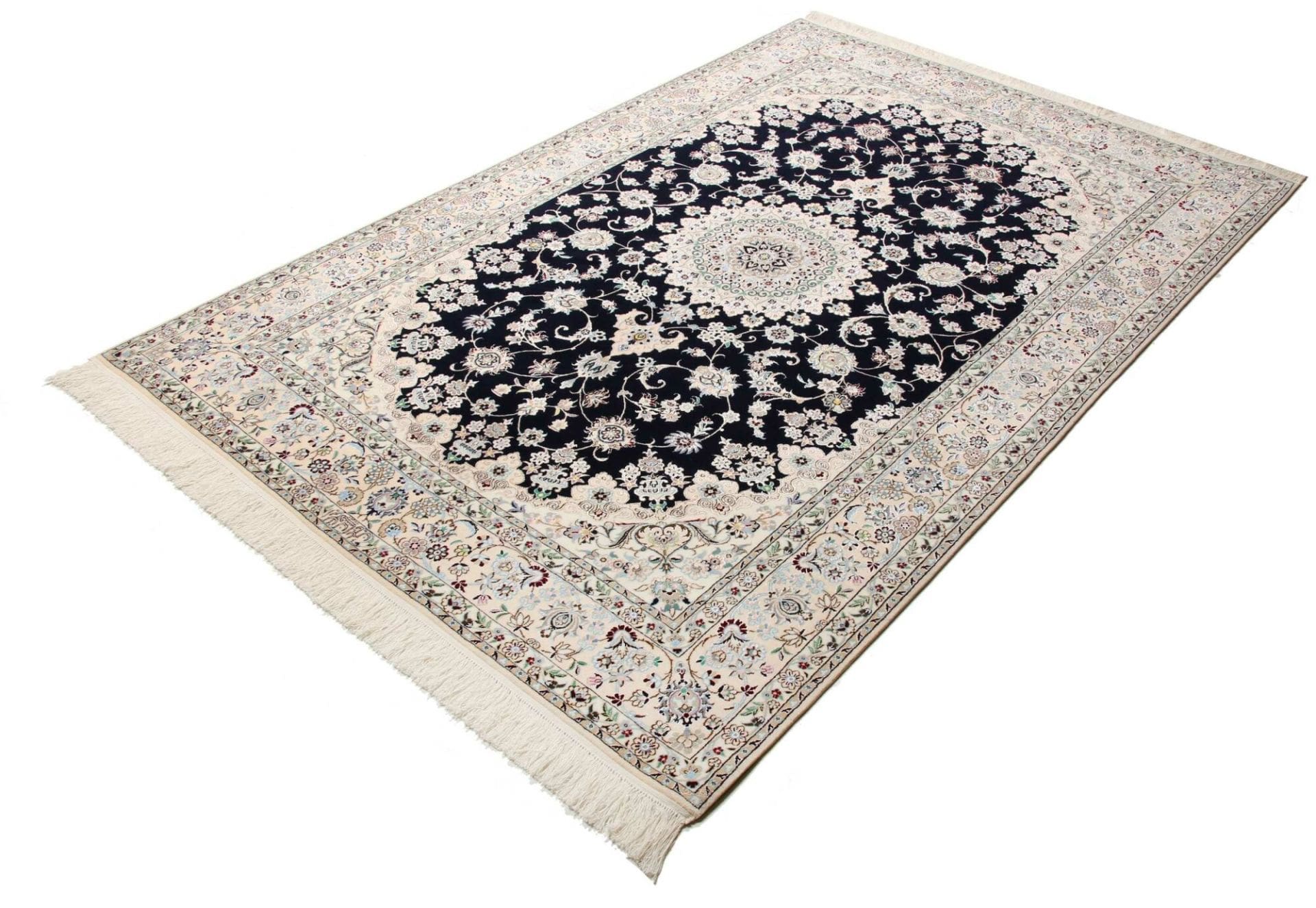 Nain Teppich 161 x 248cm, florales Muster, Schurwolle, handgeknüpft