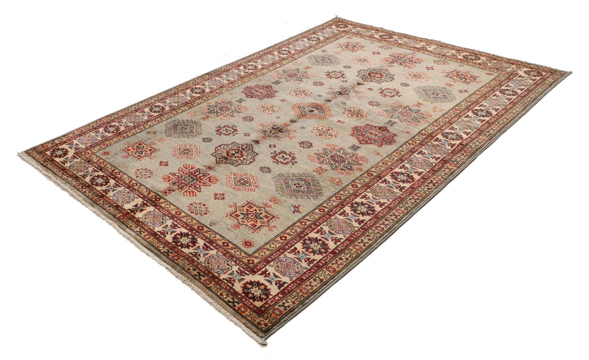 Kazak Orientteppich 175 x 240cm, geometrisches Muster, handgeknüpft