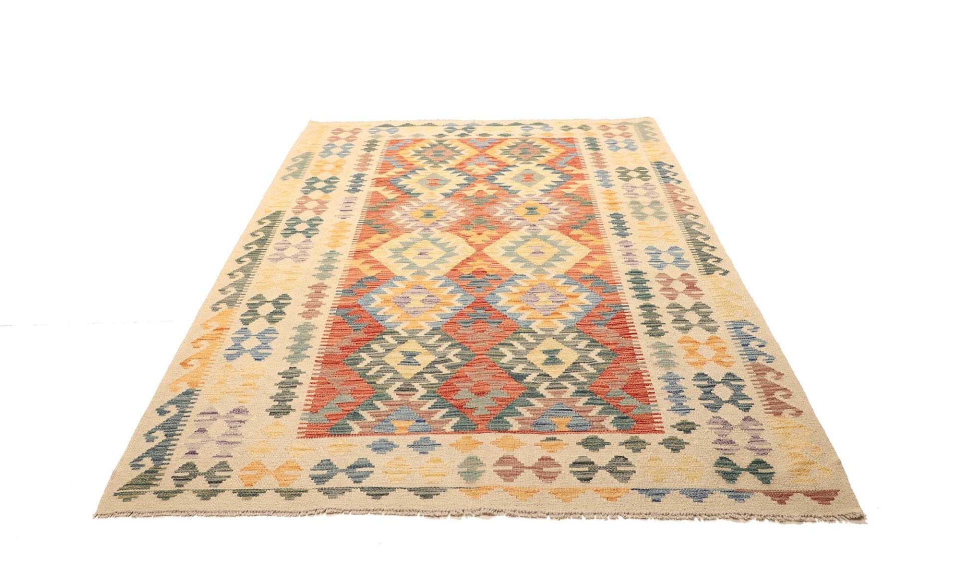 Kelim Teppich 173 x 234 cm, handgewebt, rustikales Flair
