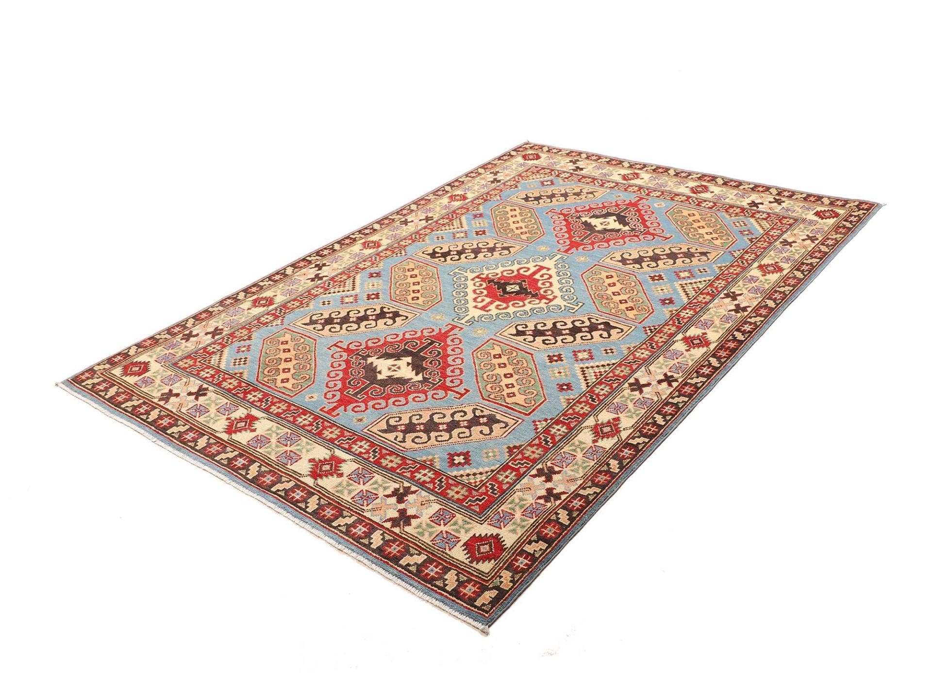 Kazak Orientteppich 153 x 212cm, geometrische Muster, handgeknüpft
