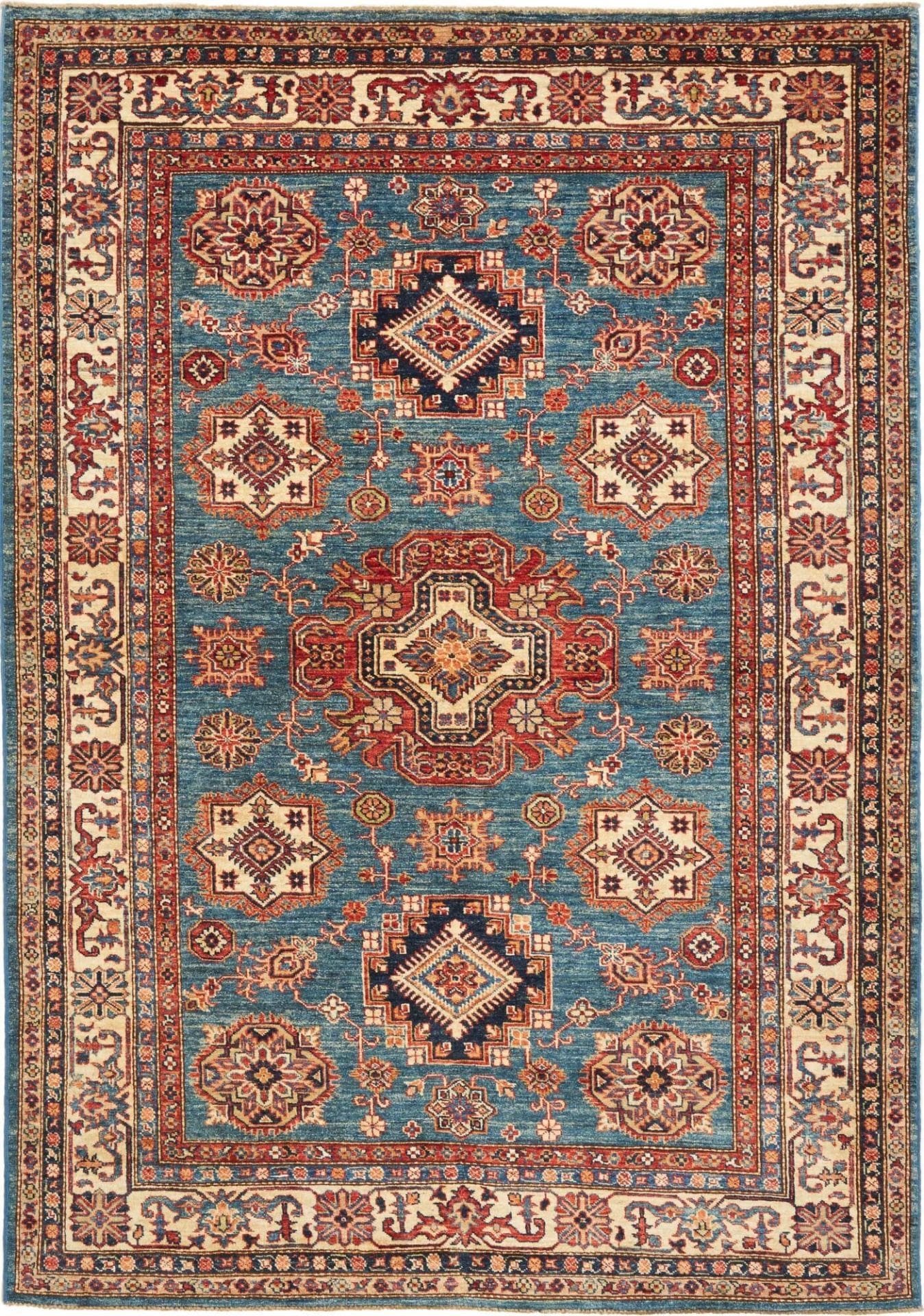Kazak Teppich 169 x 238 cm - Handgeknüpft, geometrisches Muster, Wolle