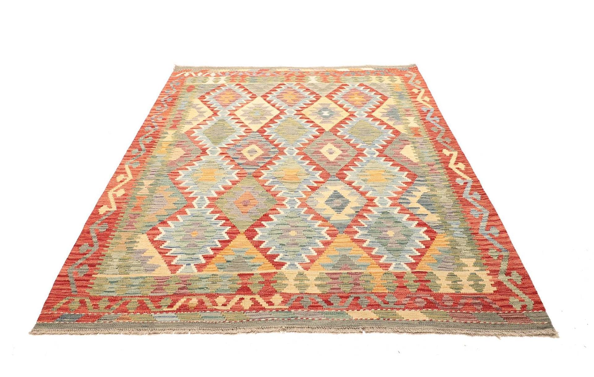 Kelim Teppich 162 x 214 cm, handgewebt, rustikales Flair