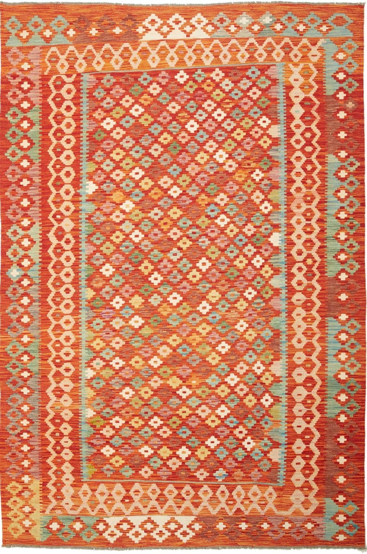 Kelim Teppich 171 x 252 cm, handgewebt, rustikales Flair, Wolle