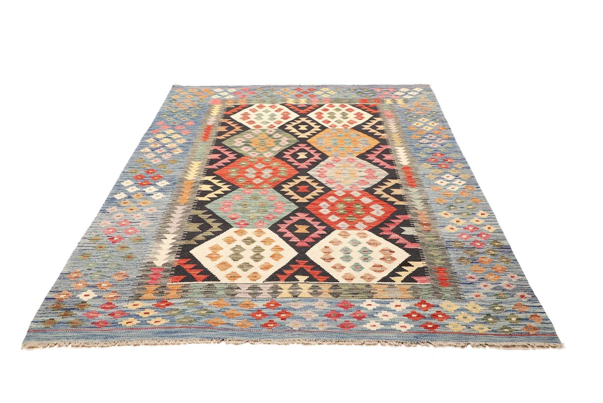 Kelim Teppich 170 x 239 cm, handgewebt, rustikales Flair