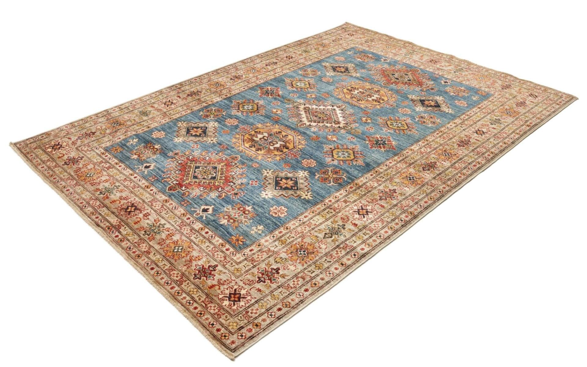 Kazak Teppich 177 x 248 cm handgeknüpft, geometrisches Muster