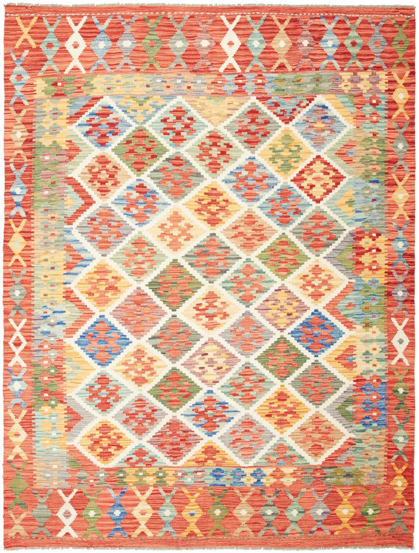 Kelim Teppich 177 x 230 cm, handgewebt, rustikales Flair, Wolle