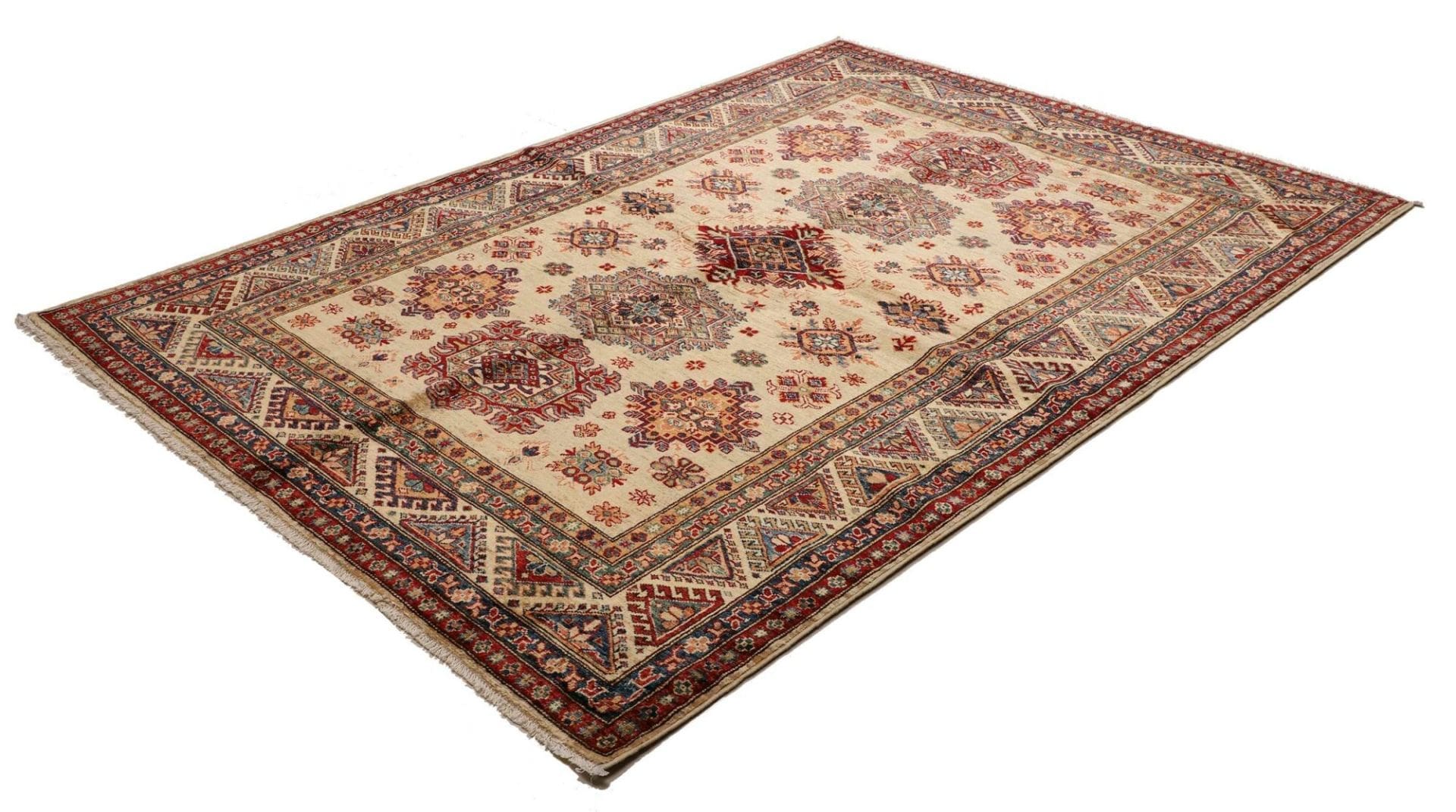 Kazak Teppich 177 x 238 cm – Handgeknüpft, geometrische Muster