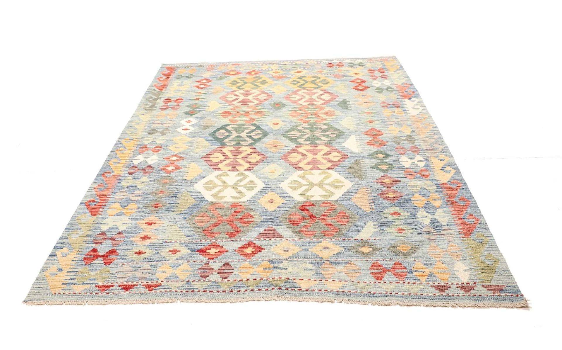 Kelim Teppich 176 x 233 cm, rustikal, handgewebt, Wolle Baumwolle
