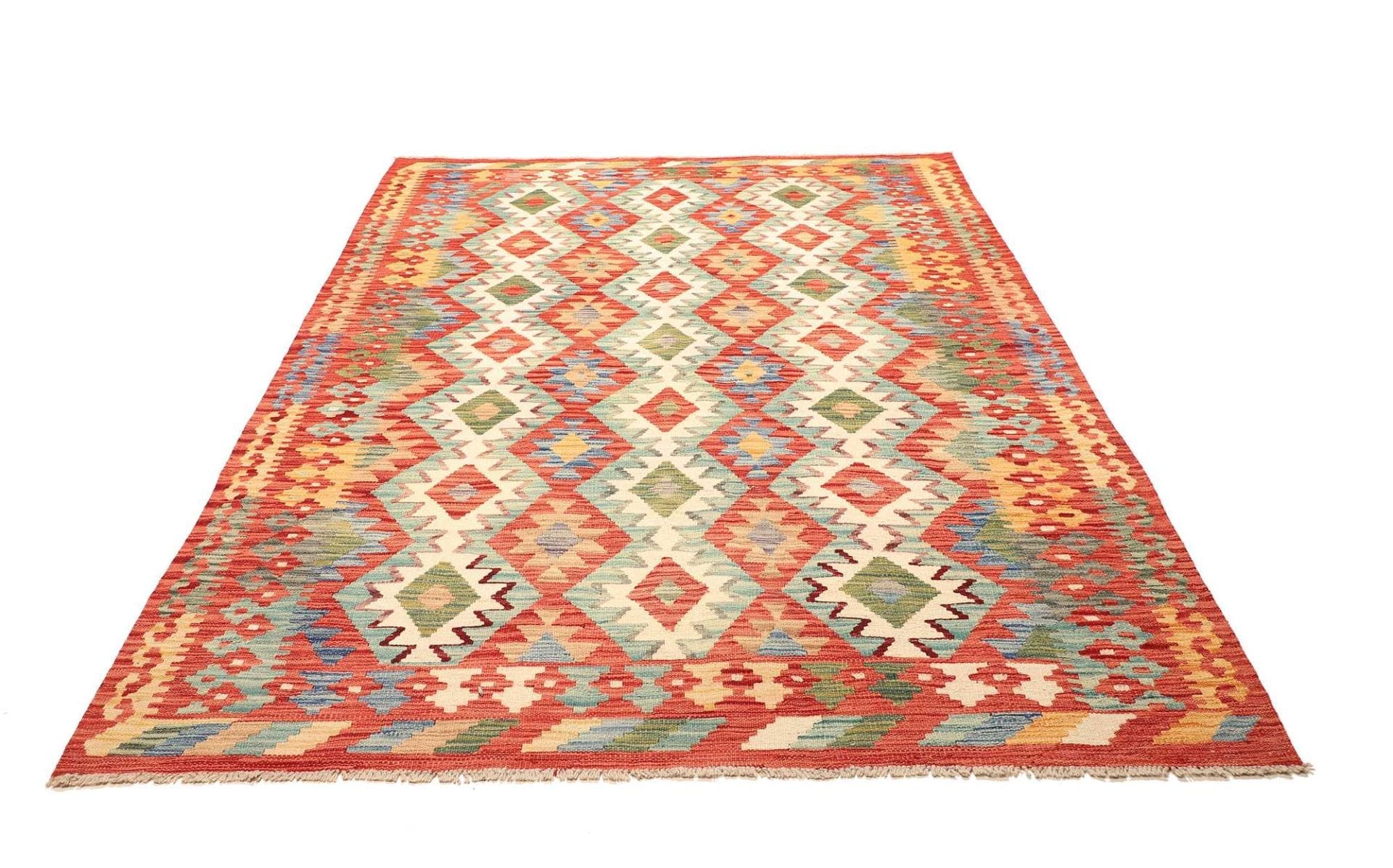 Kelim Teppich 174 x 230cm, türkisch, handgewebt, rustikales Flair