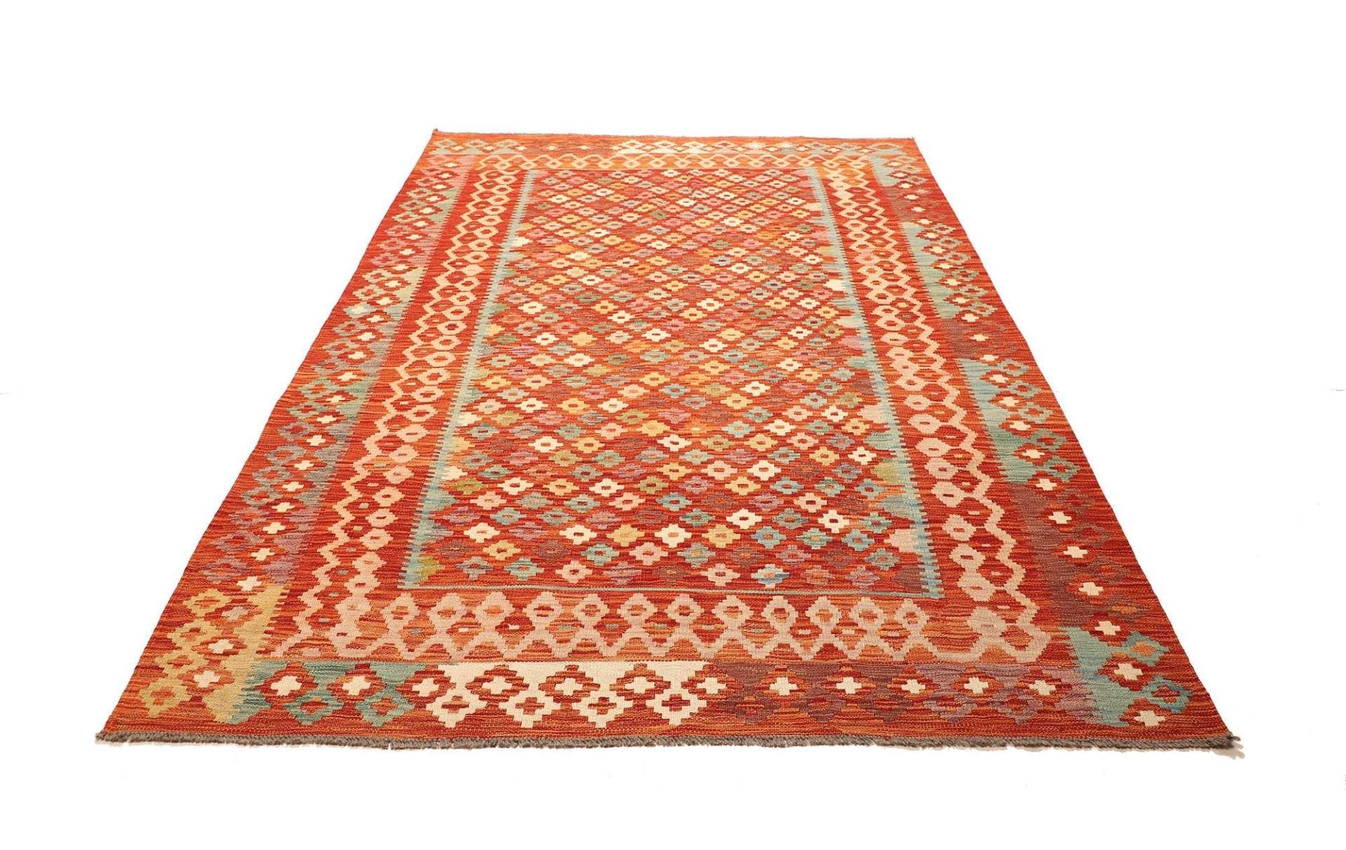 Kelim Teppich 171 x 252 cm, handgewebt, rustikales Flair, Wolle