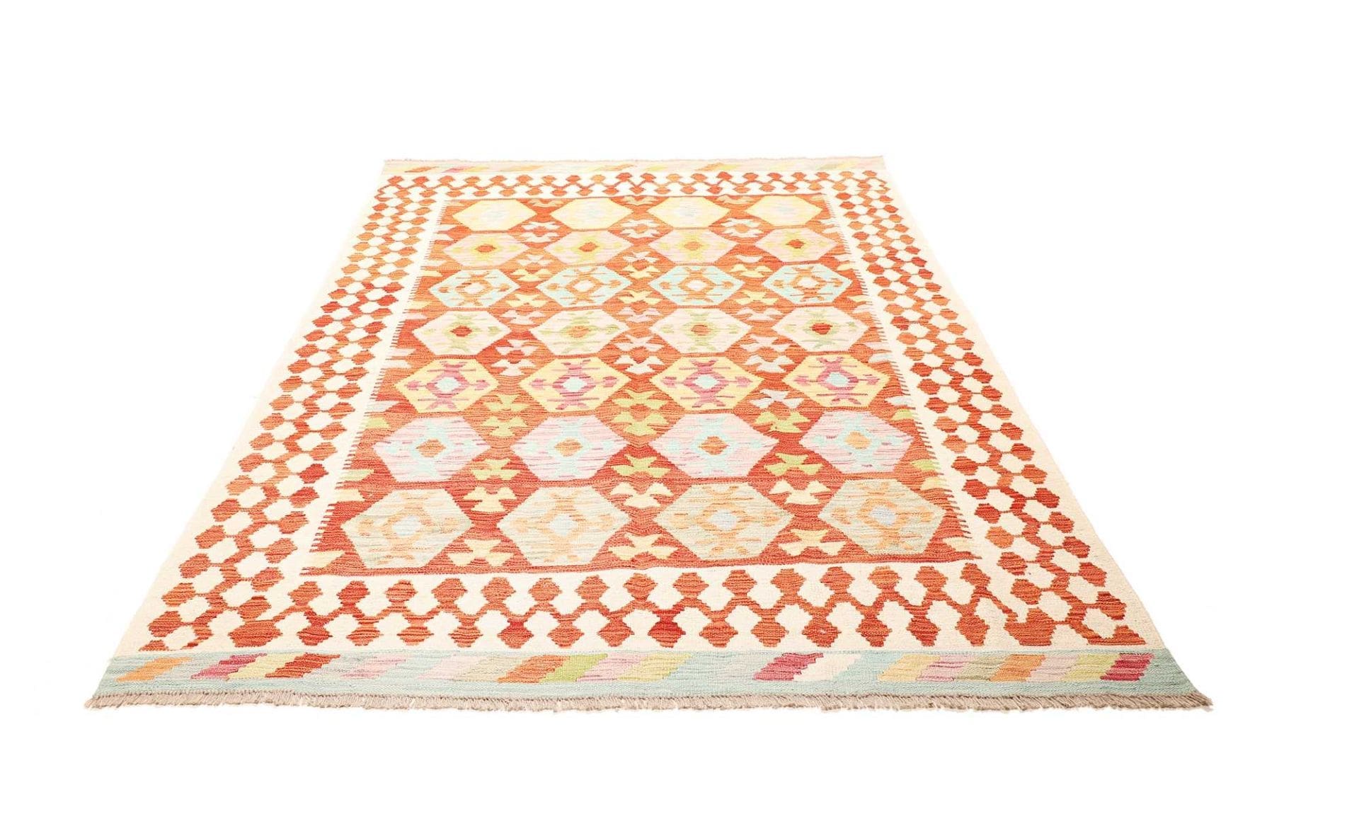 Kelim Teppich 170 x 240cm aus Schurwolle, handgewebt, rustikal