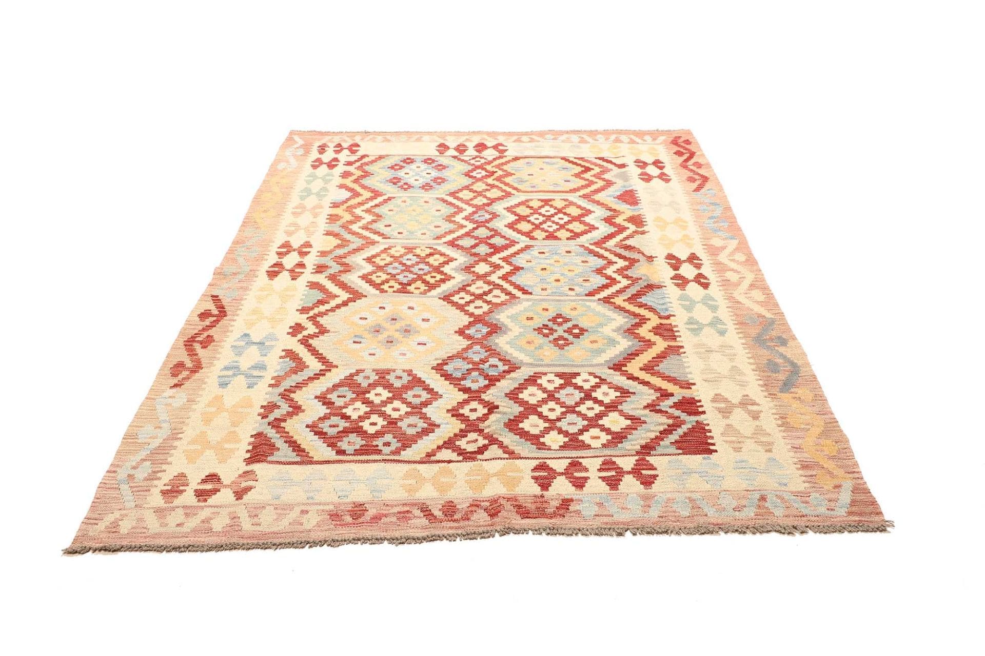 Kelim Teppich 161 x 212 cm, handgewebt, rustikales Flair, Wolle