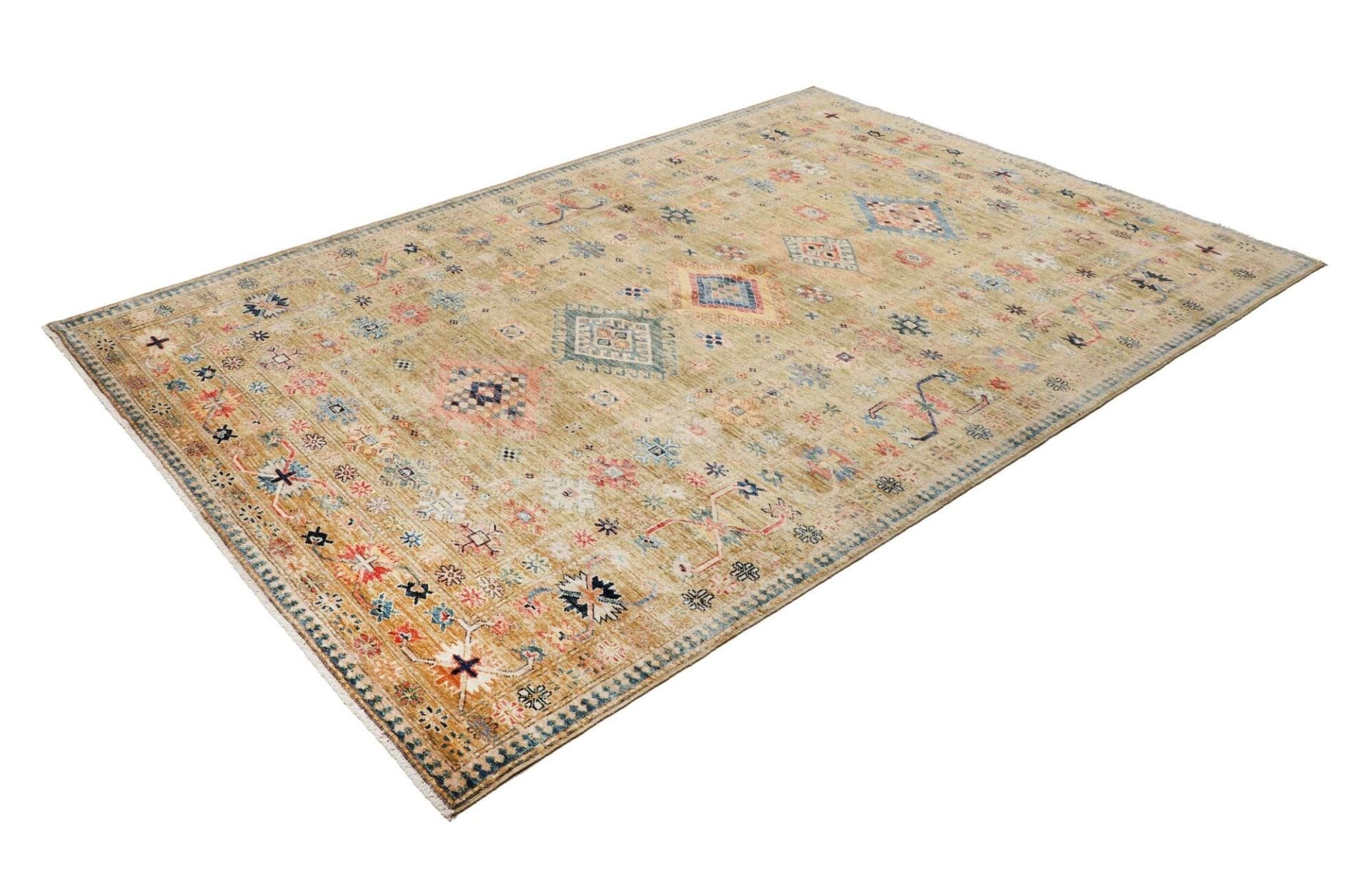 Kazak Teppich 172 x 247cm, geometrisches Muster, handgeknüpft