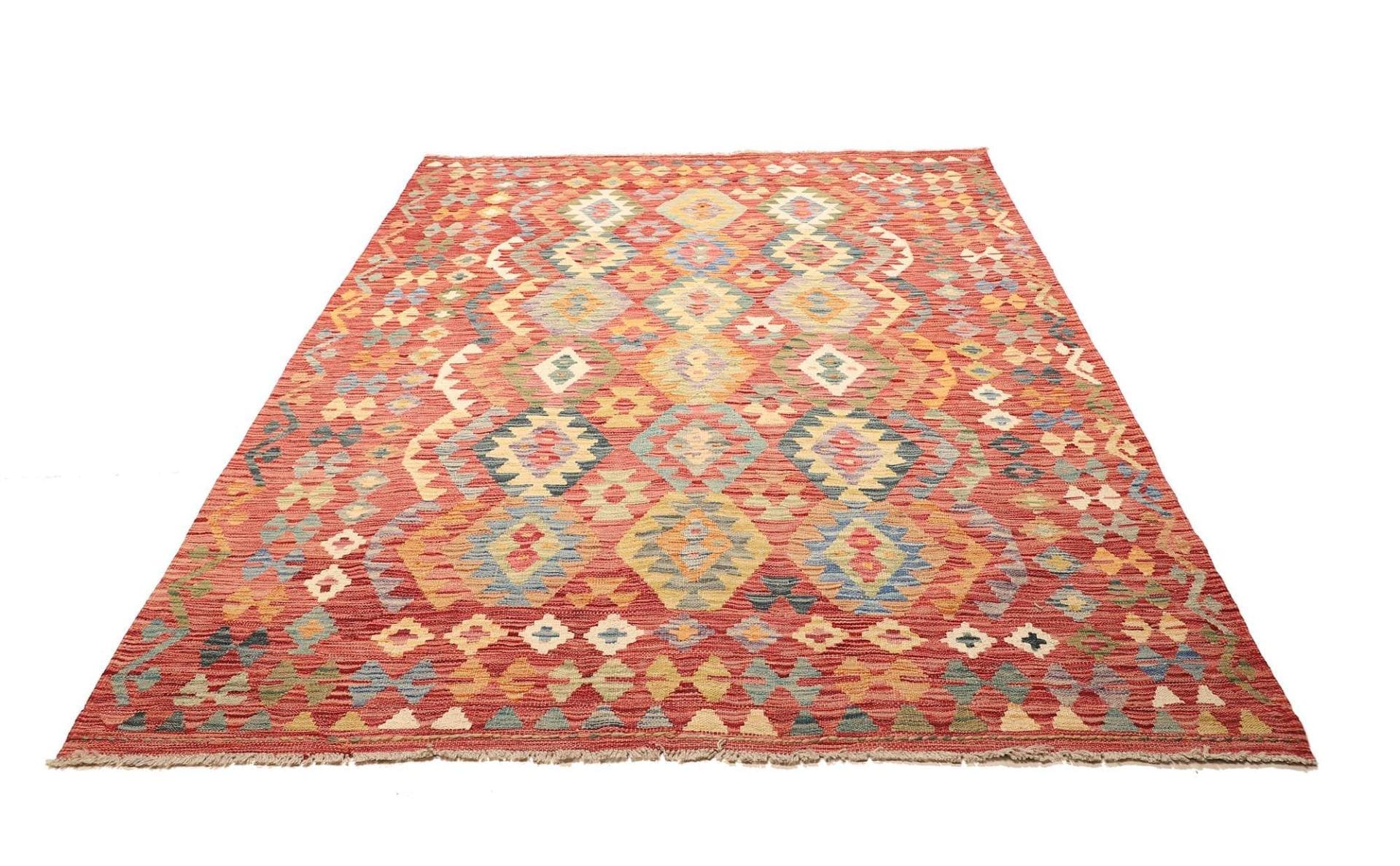 Kelim Teppich 176 x 230cm aus Schurwolle, handgewebt, rustikal