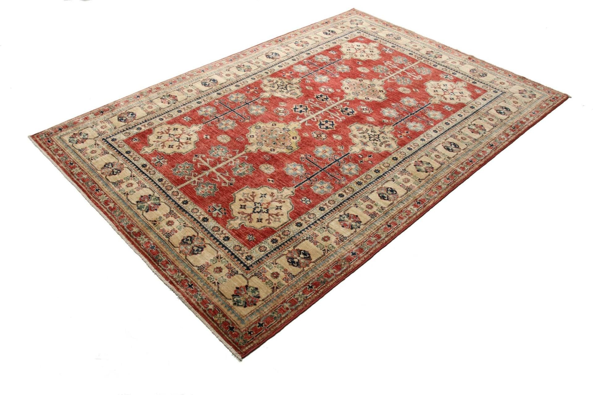 Kazak Teppich 169 x 242 cm, geometrisches Muster, handgeknüpft