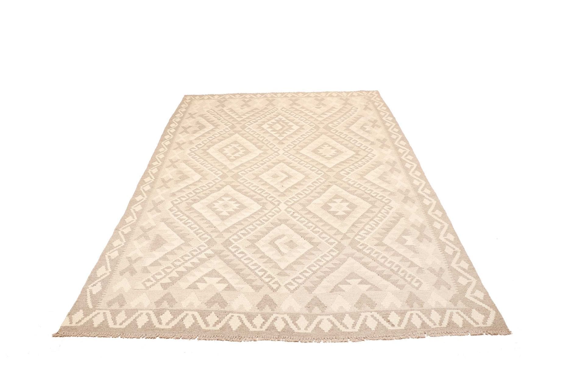 Kelim Teppich 176 x 245 cm aus Schurwolle, handgewebt, rustikal