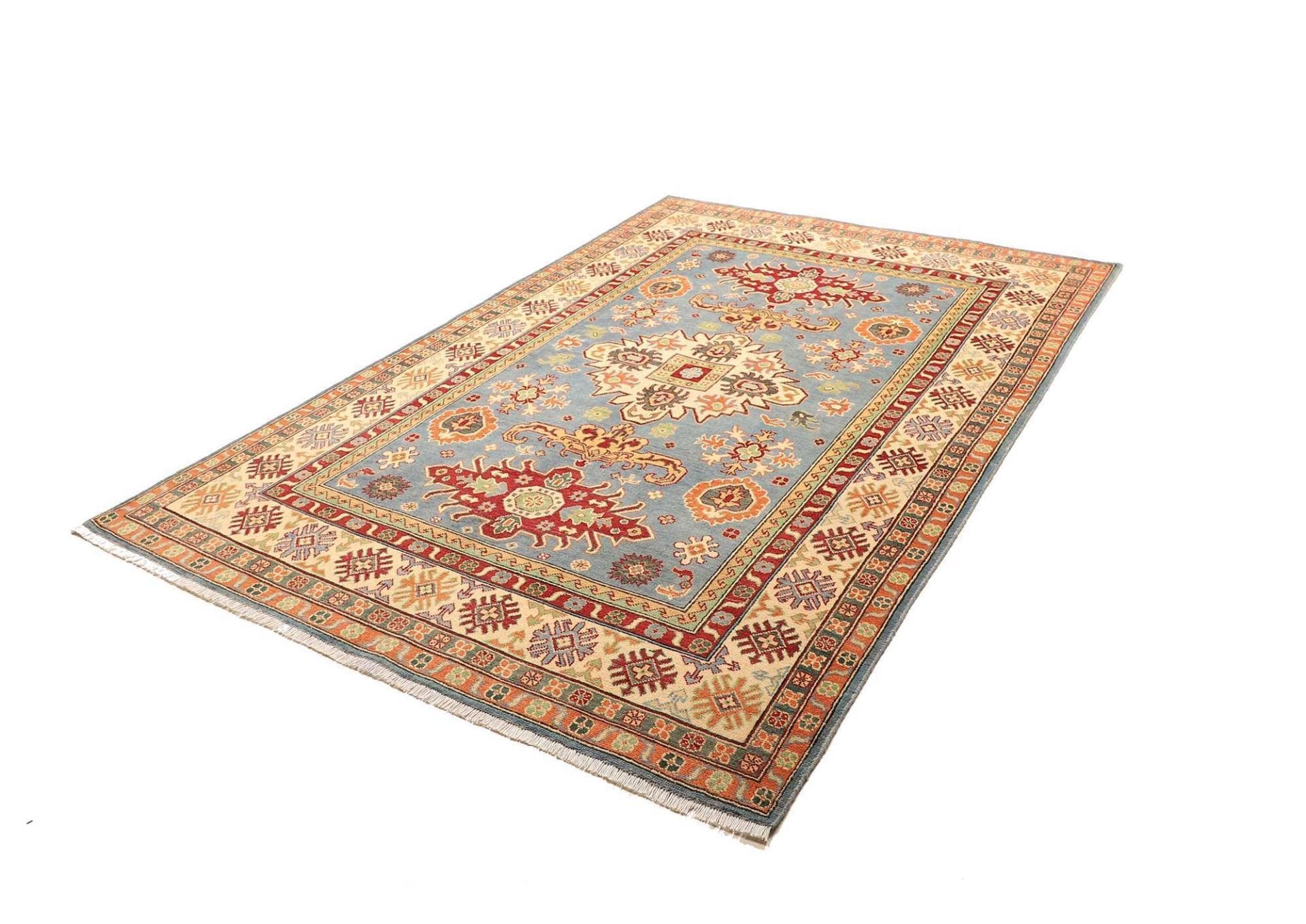 Kazak Orientteppich 167 x 243 cm mit geometrischen Mustern, handgeknüpft