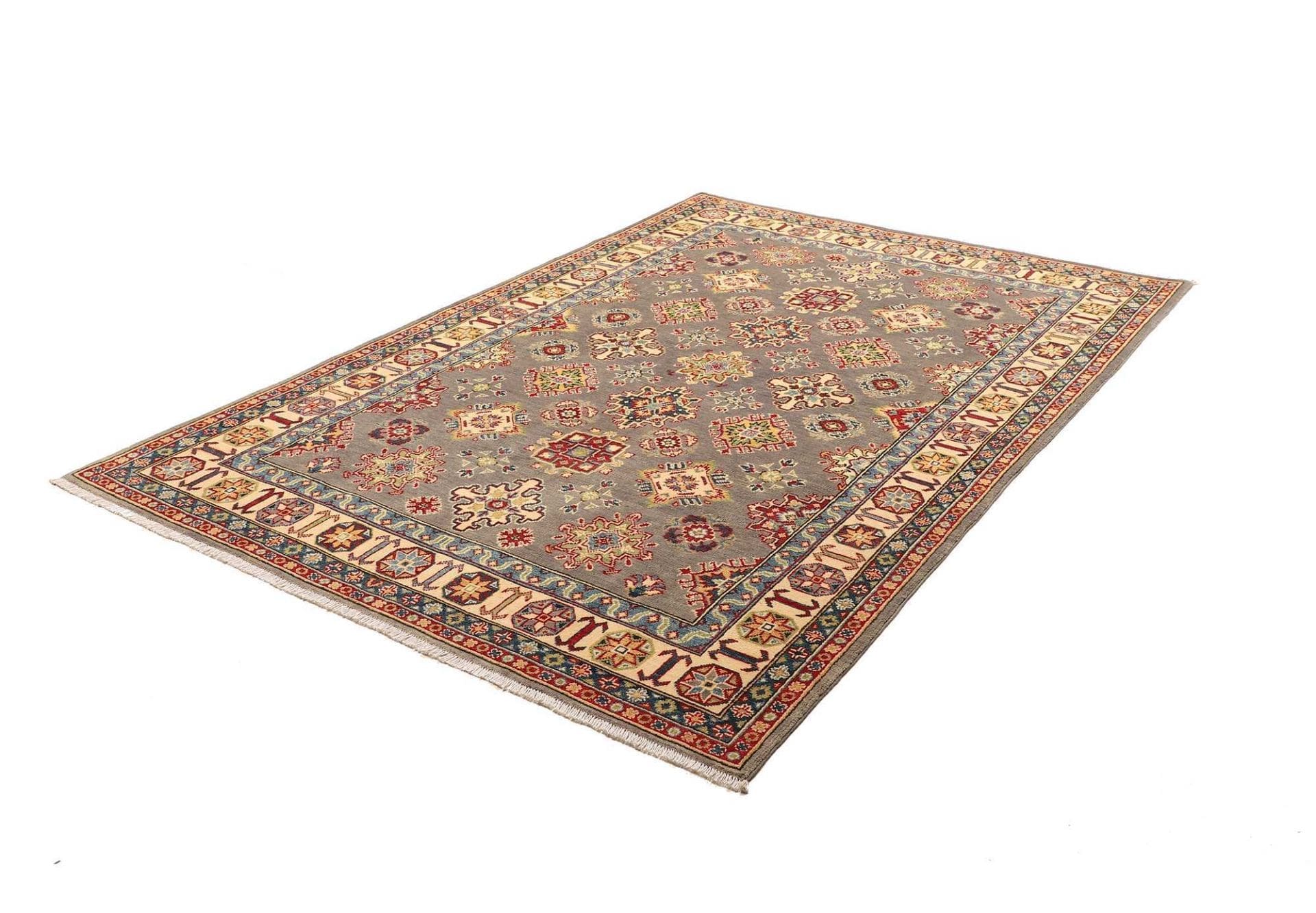 Kazak Orientteppich 172 x 241cm, geometrische Muster, handgeknüpft