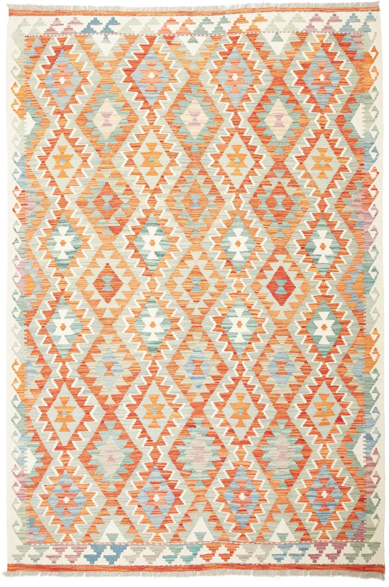 Kelim Teppich 173 x 252 cm aus Schurwolle, handgewebt, Afghanisch