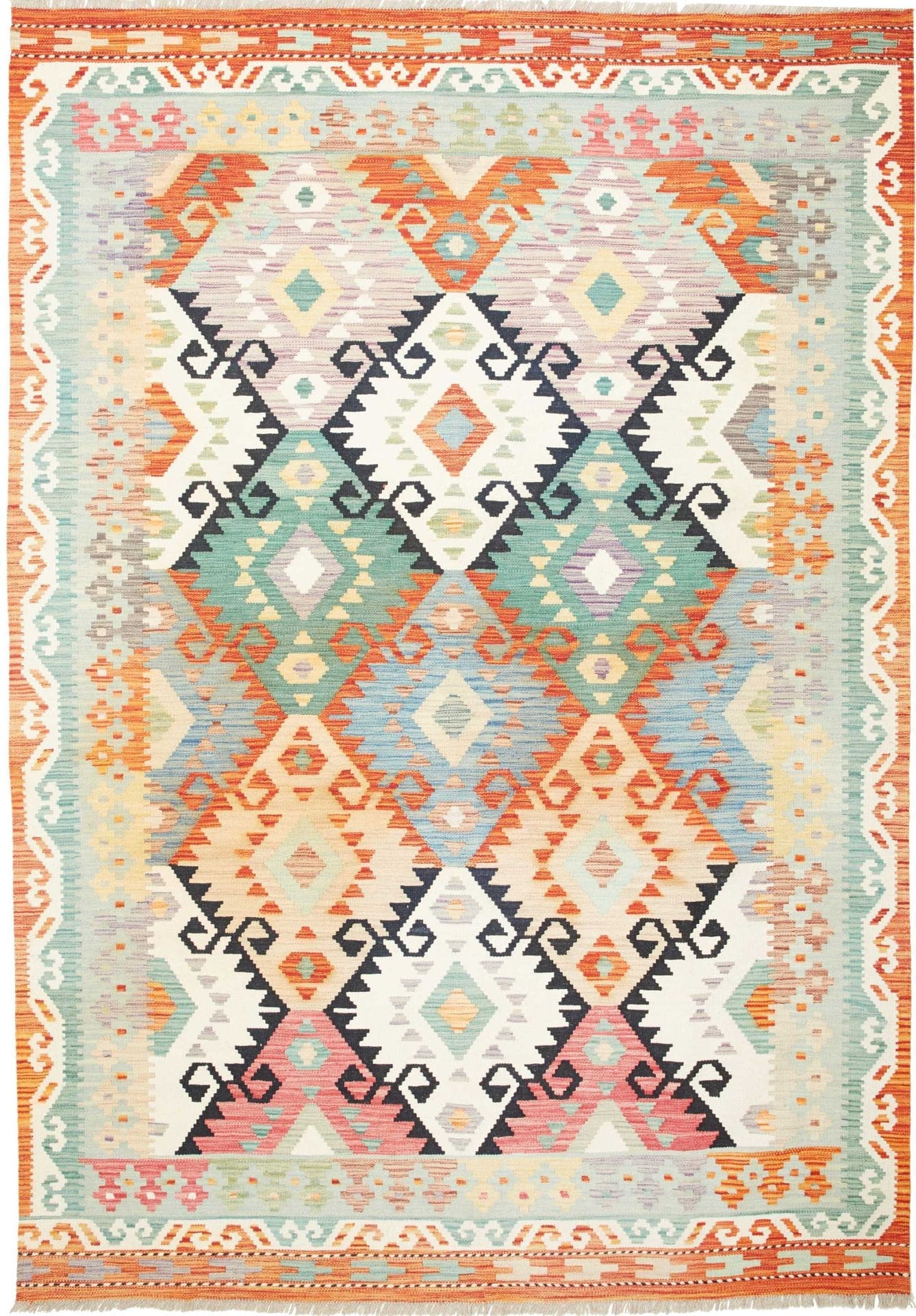 Afghanischer Kelim 173 x 247cm, geometrisches Muster, handgewebt