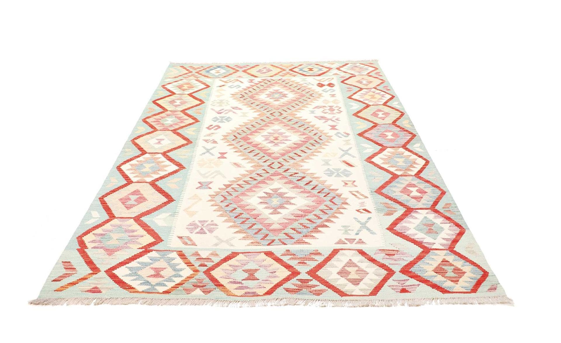 Kelim Teppich 175 x 250 cm, afghanisch, geometrisches Muster, handgewebt