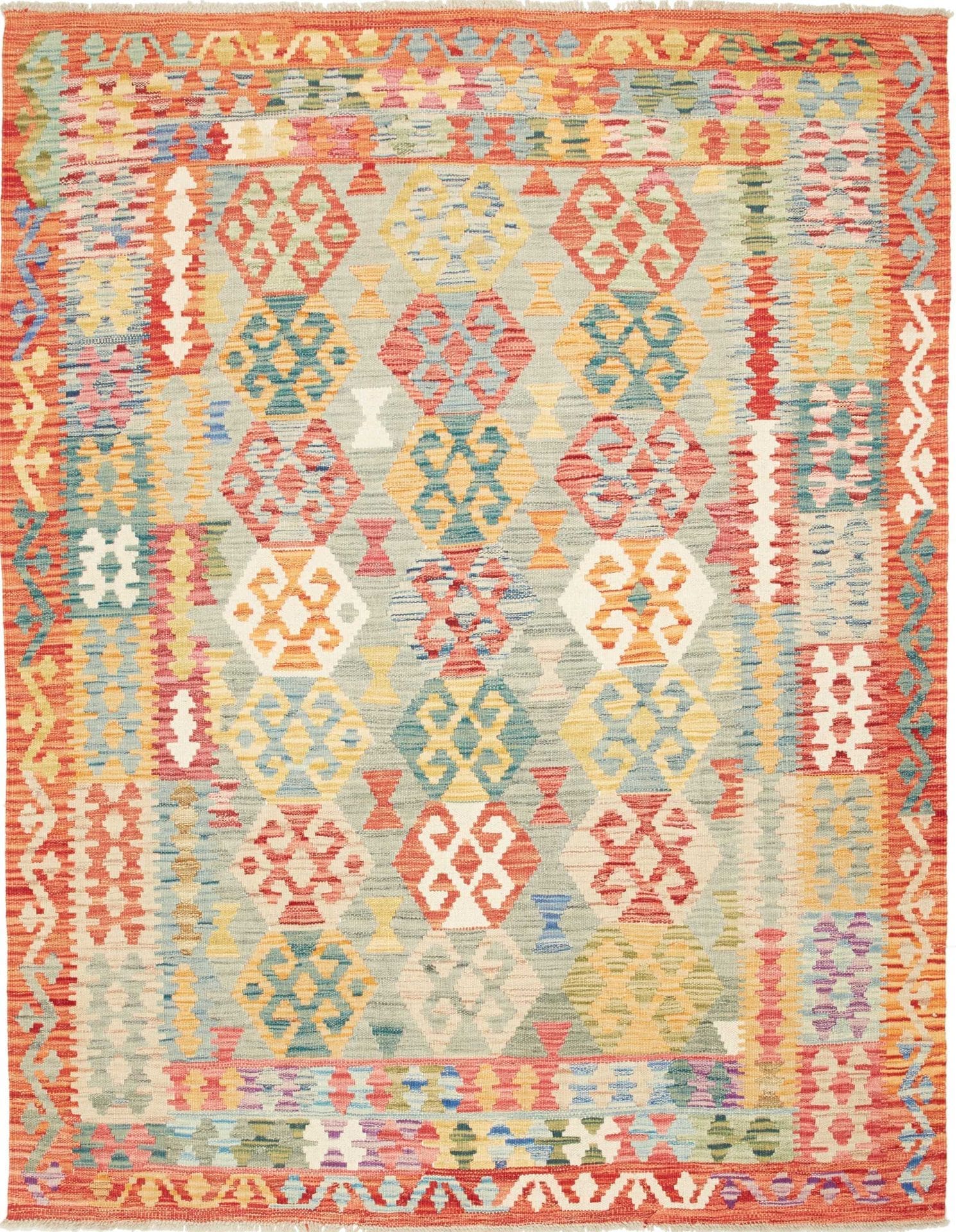 Handgewebter Kelim 157 x 195 cm aus Schurwolle, rustikales Flair