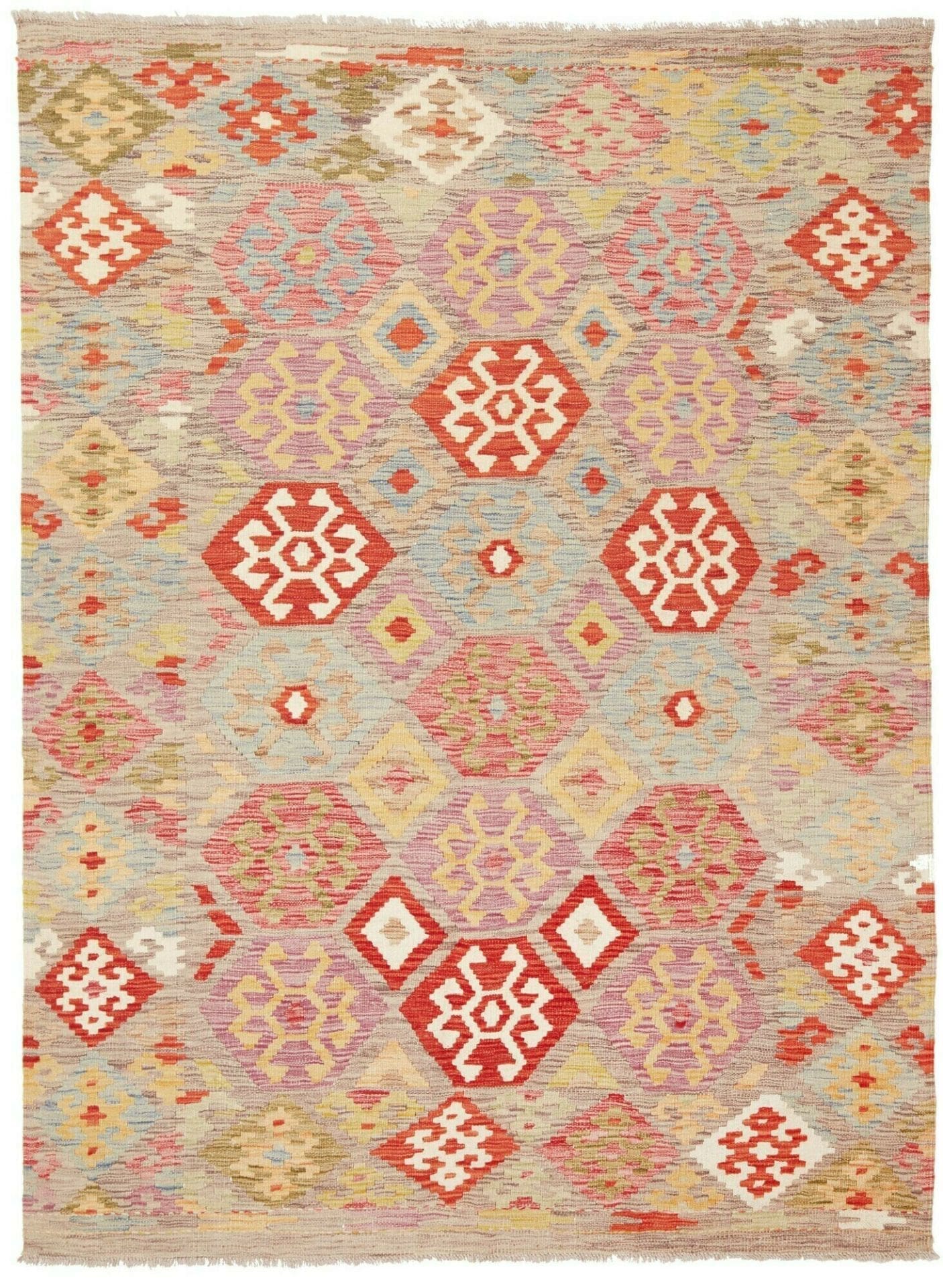 Handgewebter Kelim 150 x 200 cm aus Schurwolle – rustikaler Orientteppich