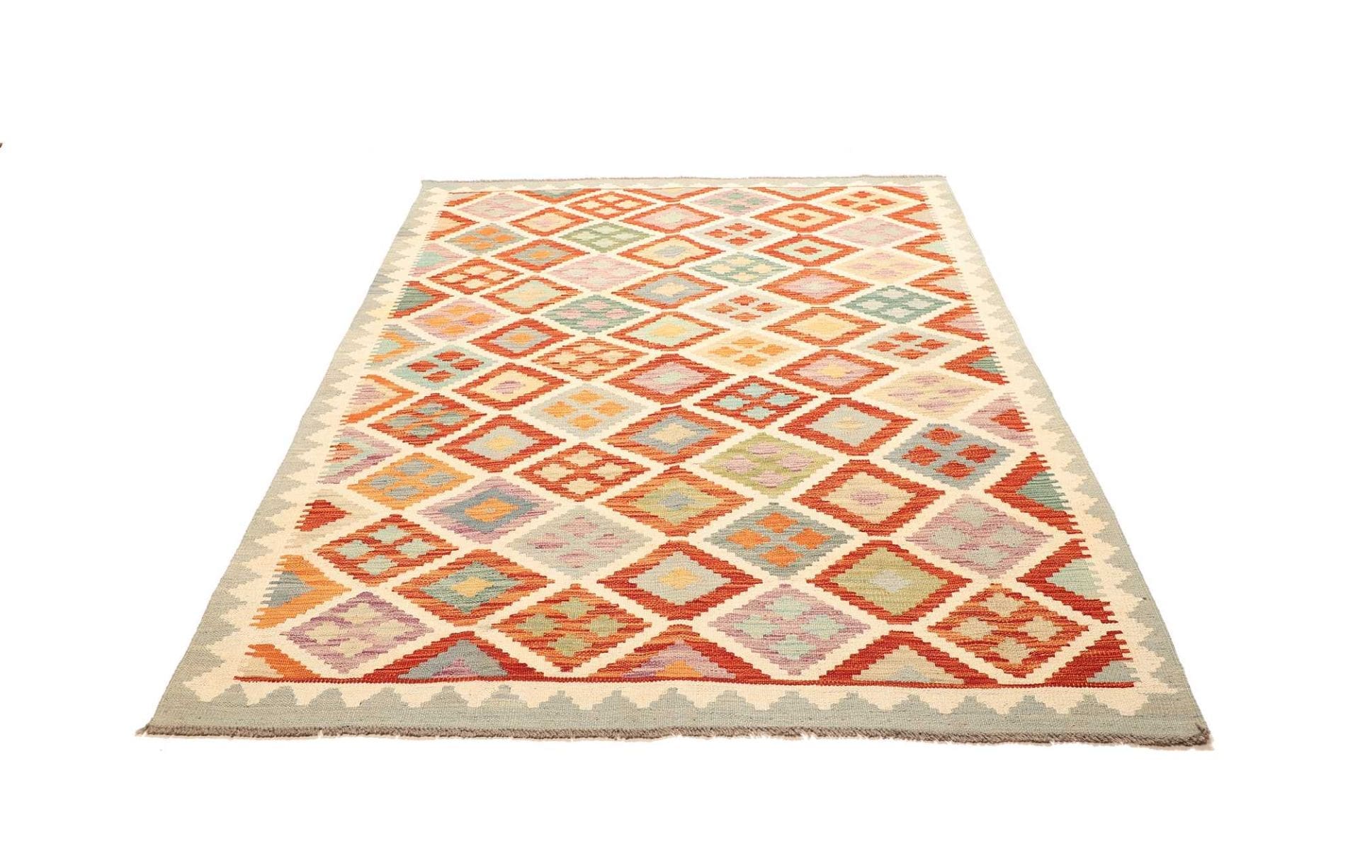 Kelim Teppich 152 x 196cm - Handgewebt, rustikales Design