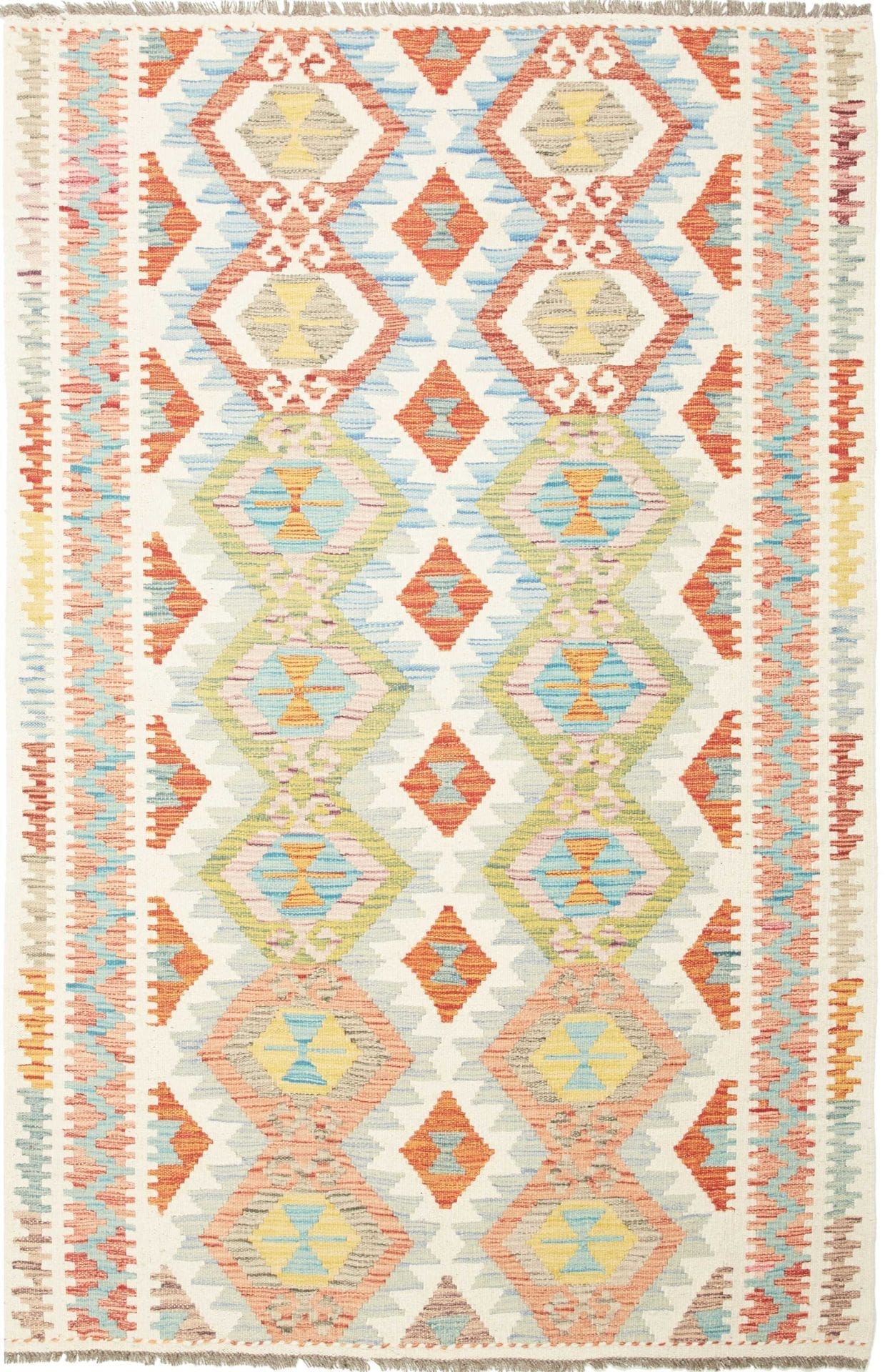Kelim Teppich 127 x 184 cm, Schurwolle, handgewebt, Orientteppich