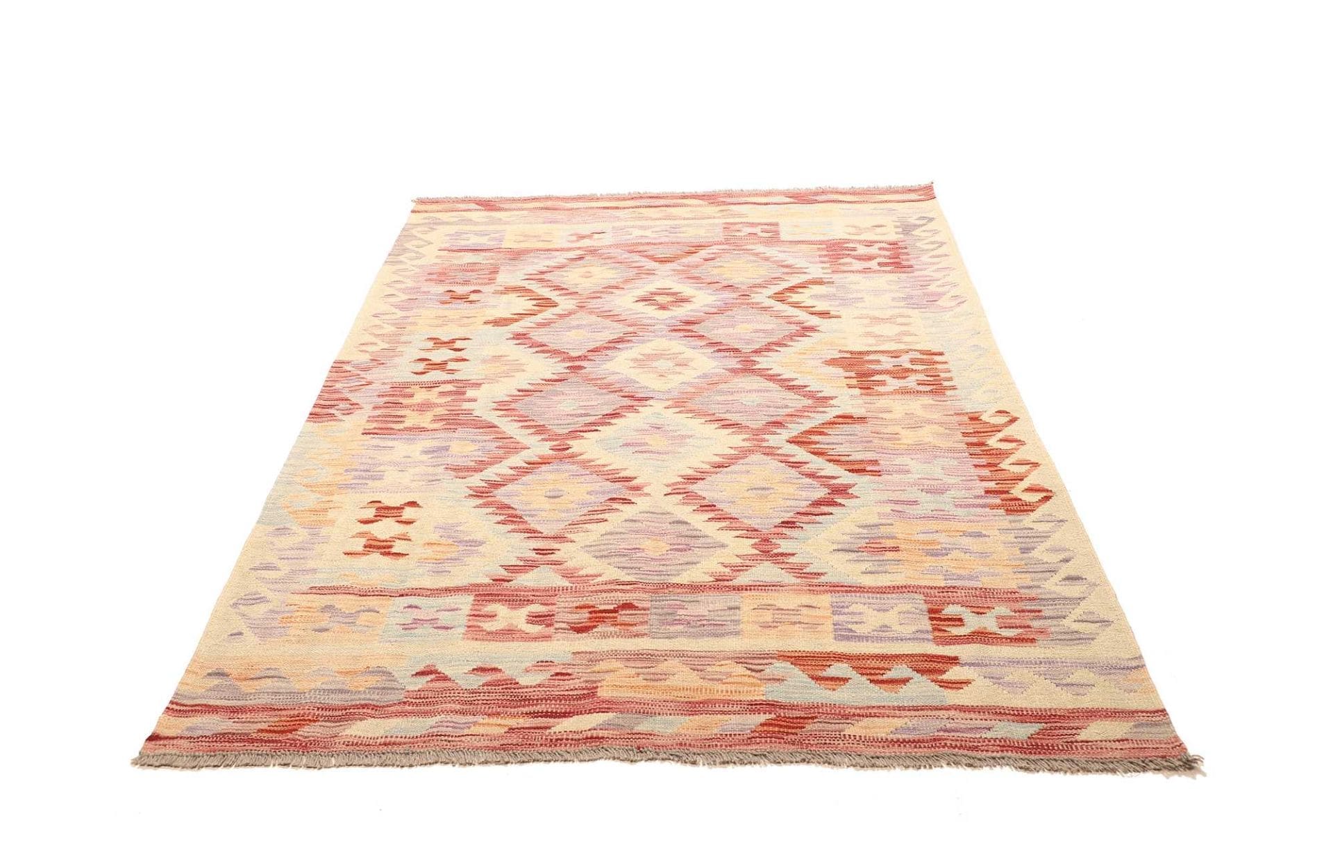 Kelim Teppich 146 x 207 cm, handgewebt, rustikales Design