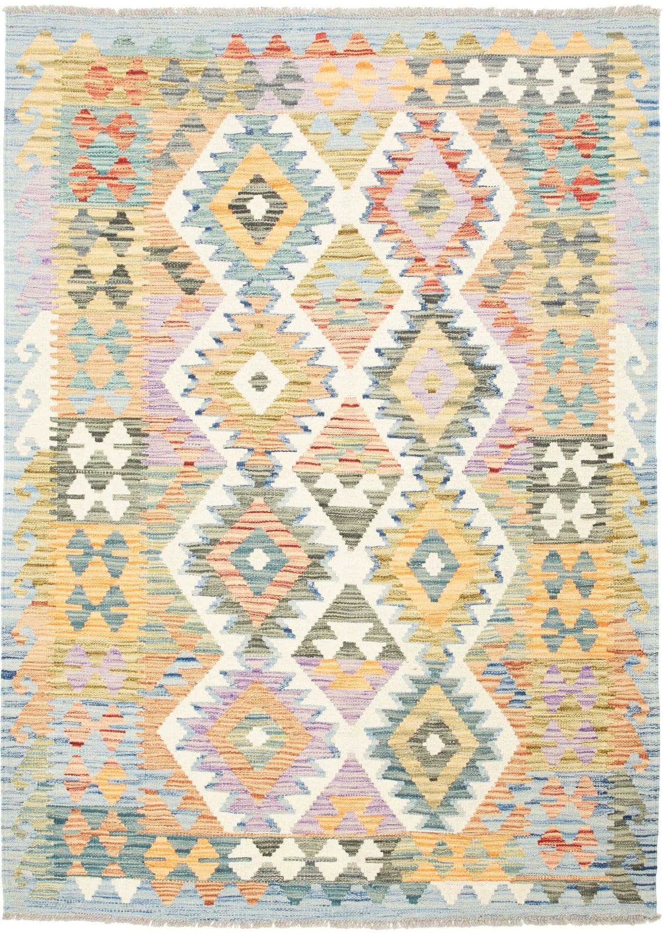 Kelim Teppich 133 x 180 cm, handgewebt, rustikales Flair, Wolle
