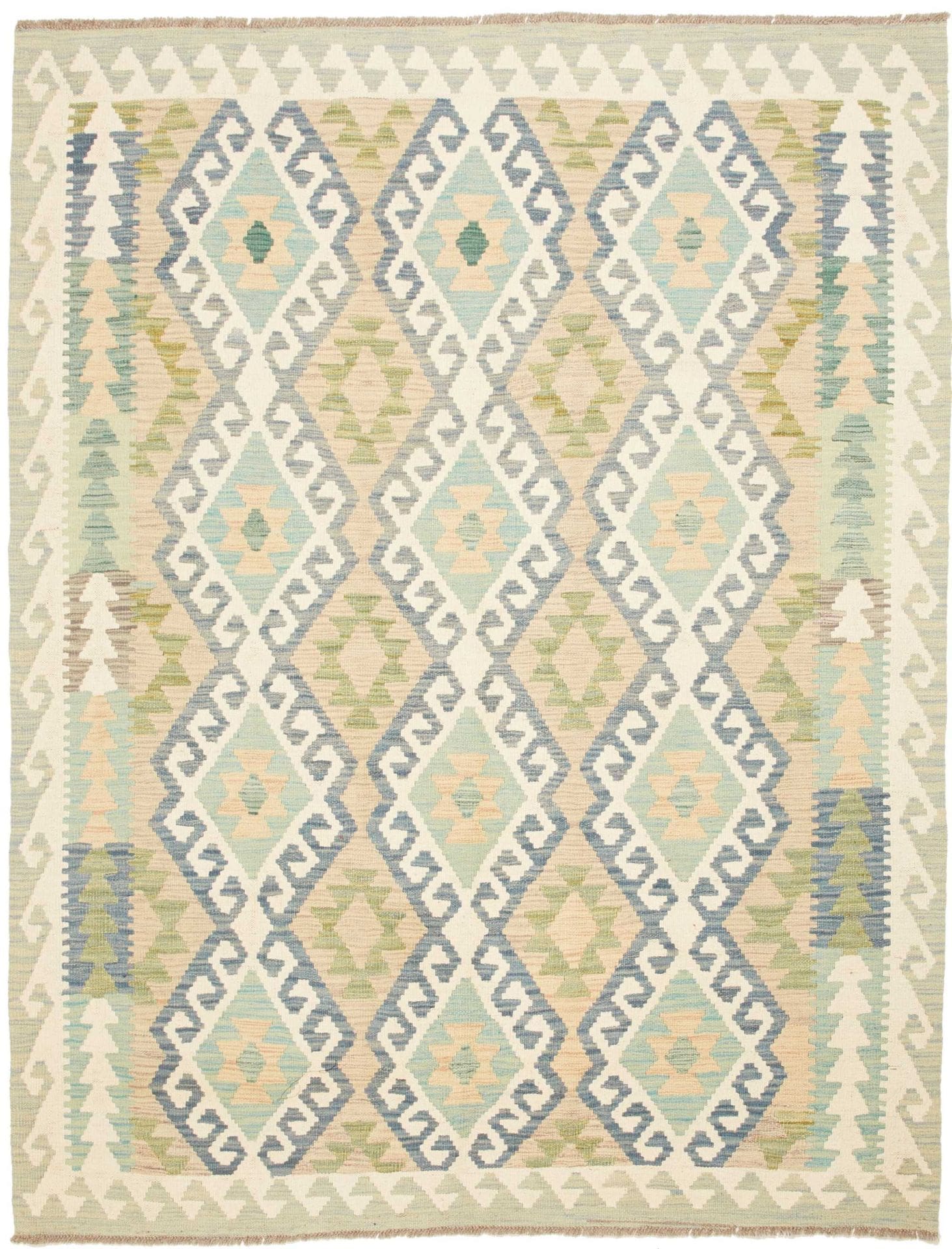 Kelim Teppich 157 x 199cm, rustikal, handgewebt, Wolle, Orientteppich