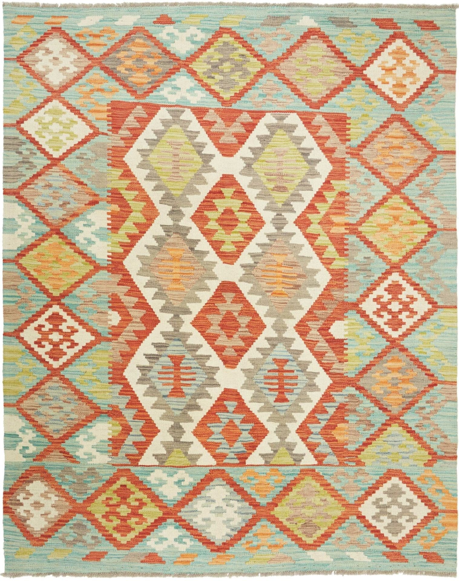 Kelim Teppich 154 x 195cm, handgewebt, rustikales Flair, Schurwolle