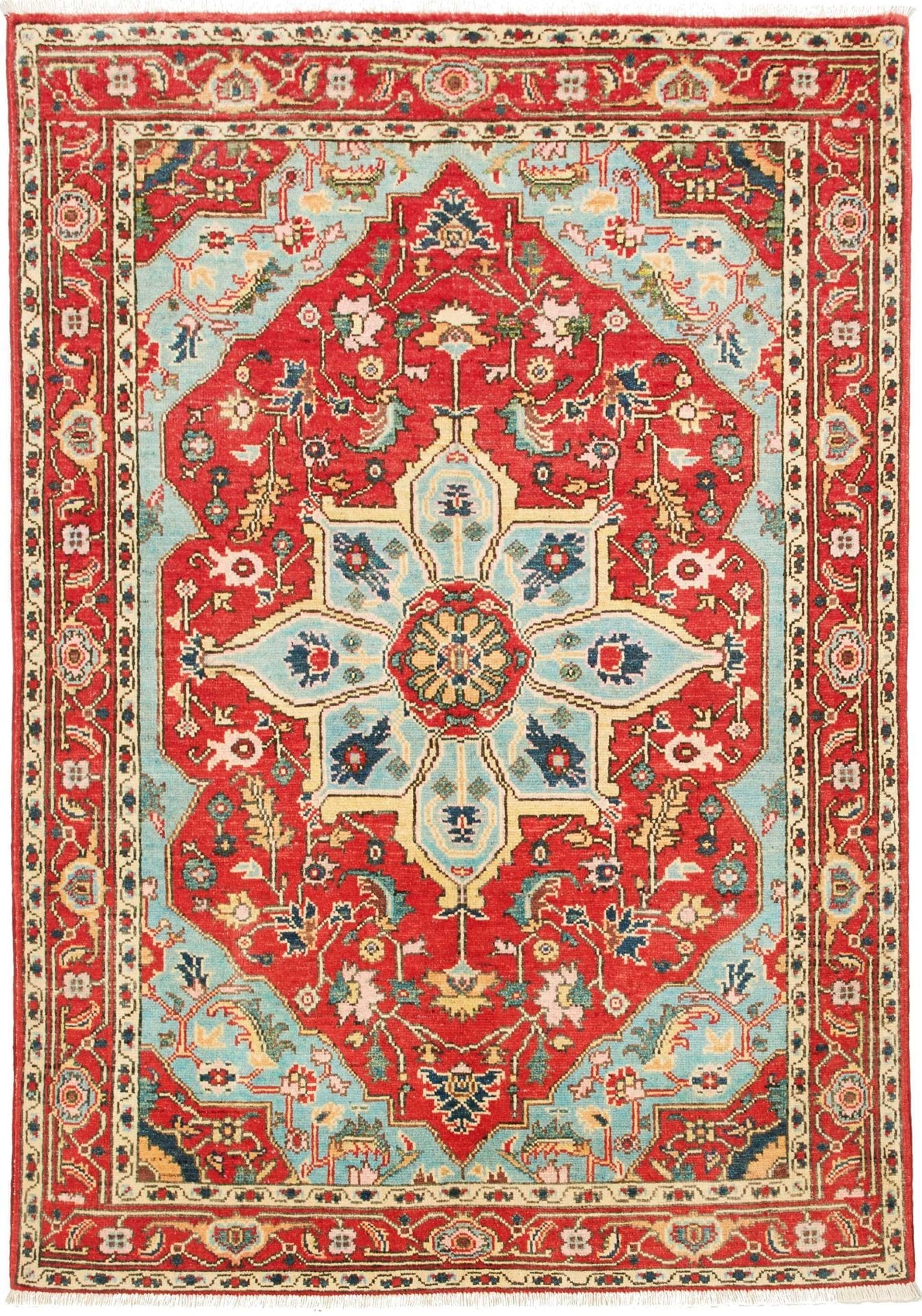 Ziegler Teppich 123 x 173 cm, Schurwolle, handgeknüpft, Orientteppich