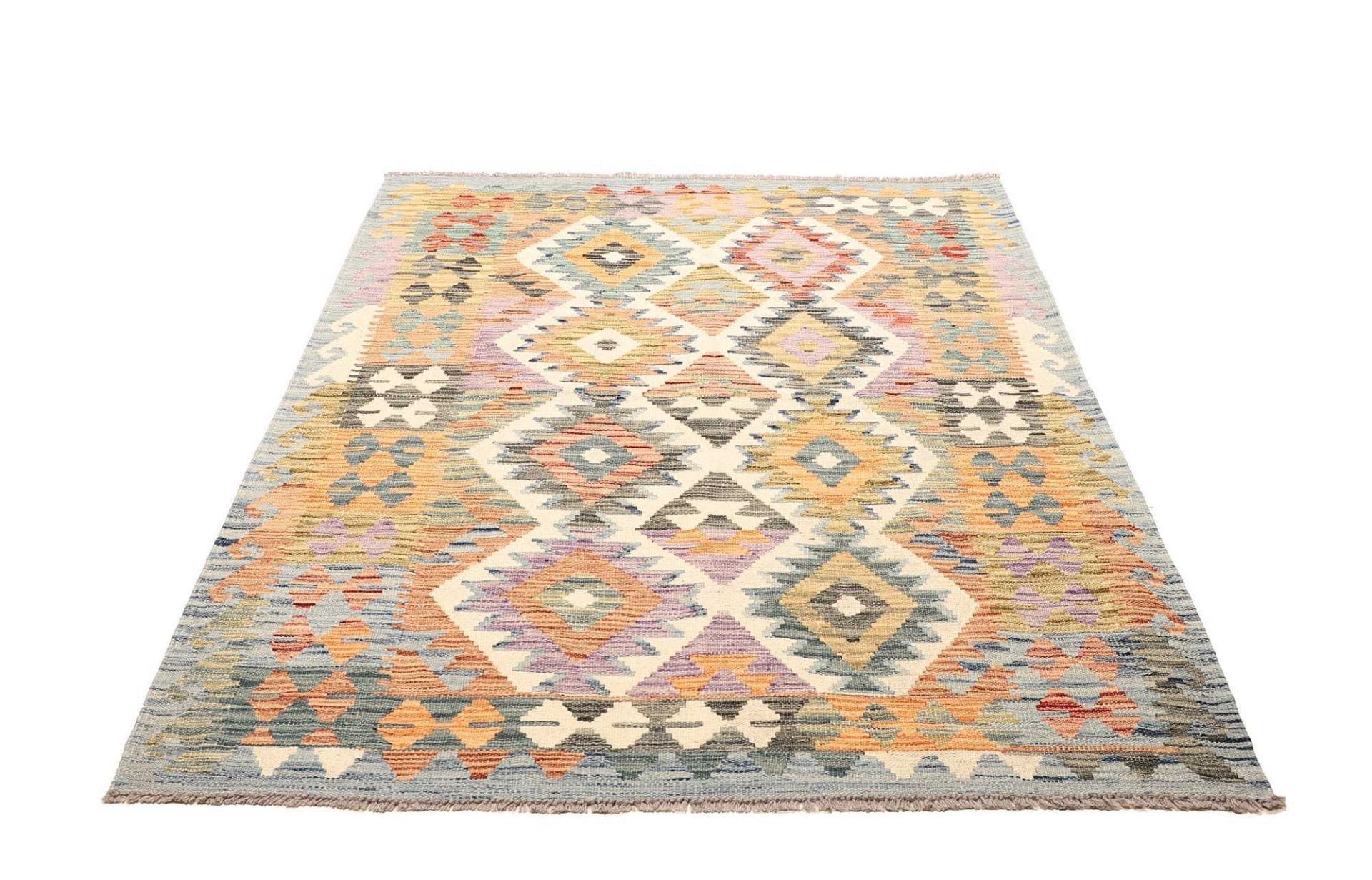 Kelim Teppich 133 x 180 cm, handgewebt, rustikales Flair, Wolle