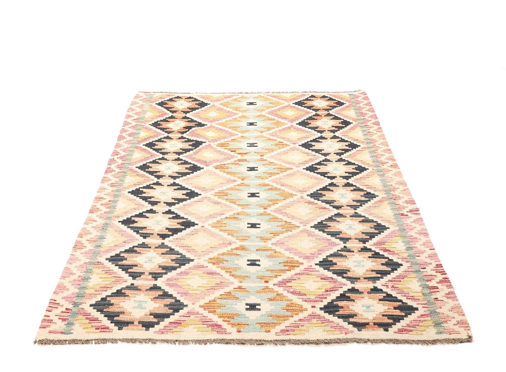 Kelim Teppich 130 x 178 cm, handgewebt, rustikales Flair, Wolle