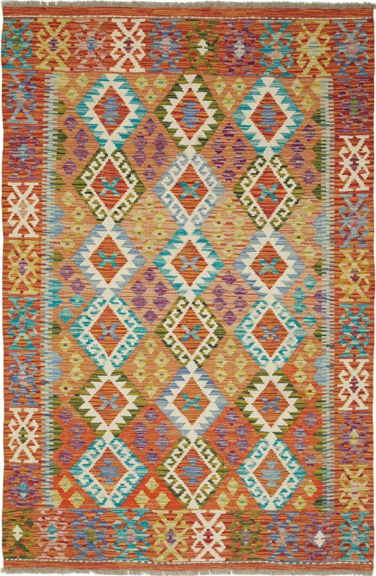 Kelim Teppich 130 x 194 cm, handgewebt, rustikales Flair, Wolle
