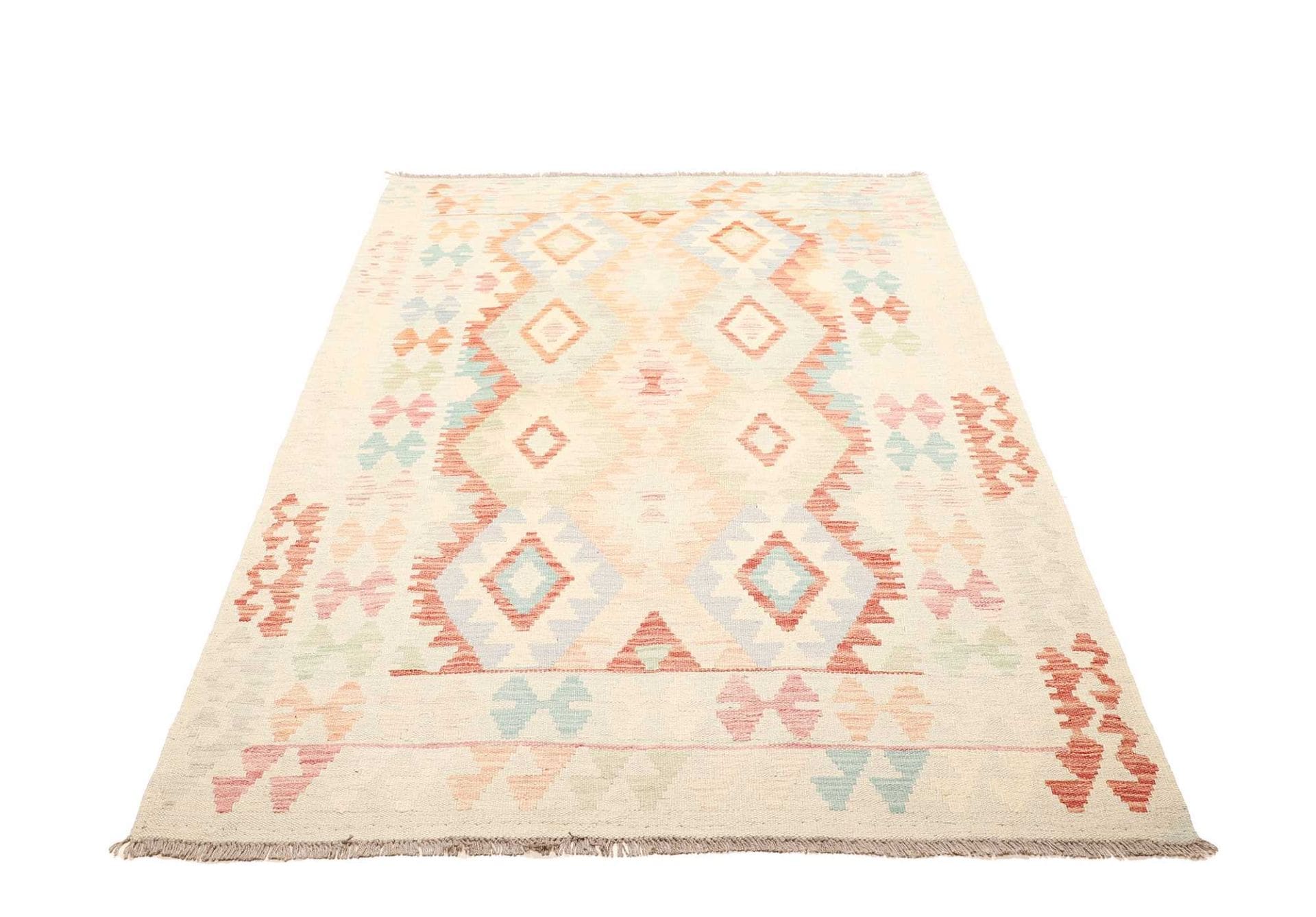 Kelim Teppich 128 x 190cm, rustikales Design, handgewebt
