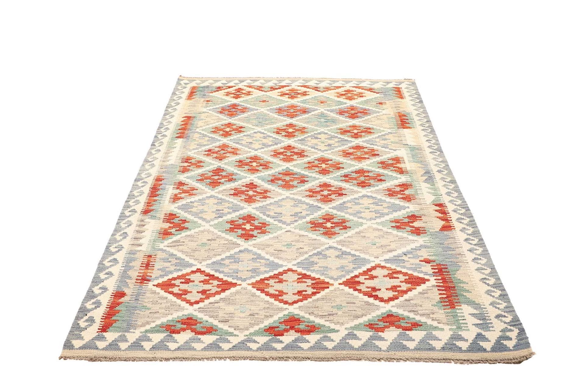 Kelim Teppich 128 x 192 cm aus Schurwolle, handgewebt, rustikal