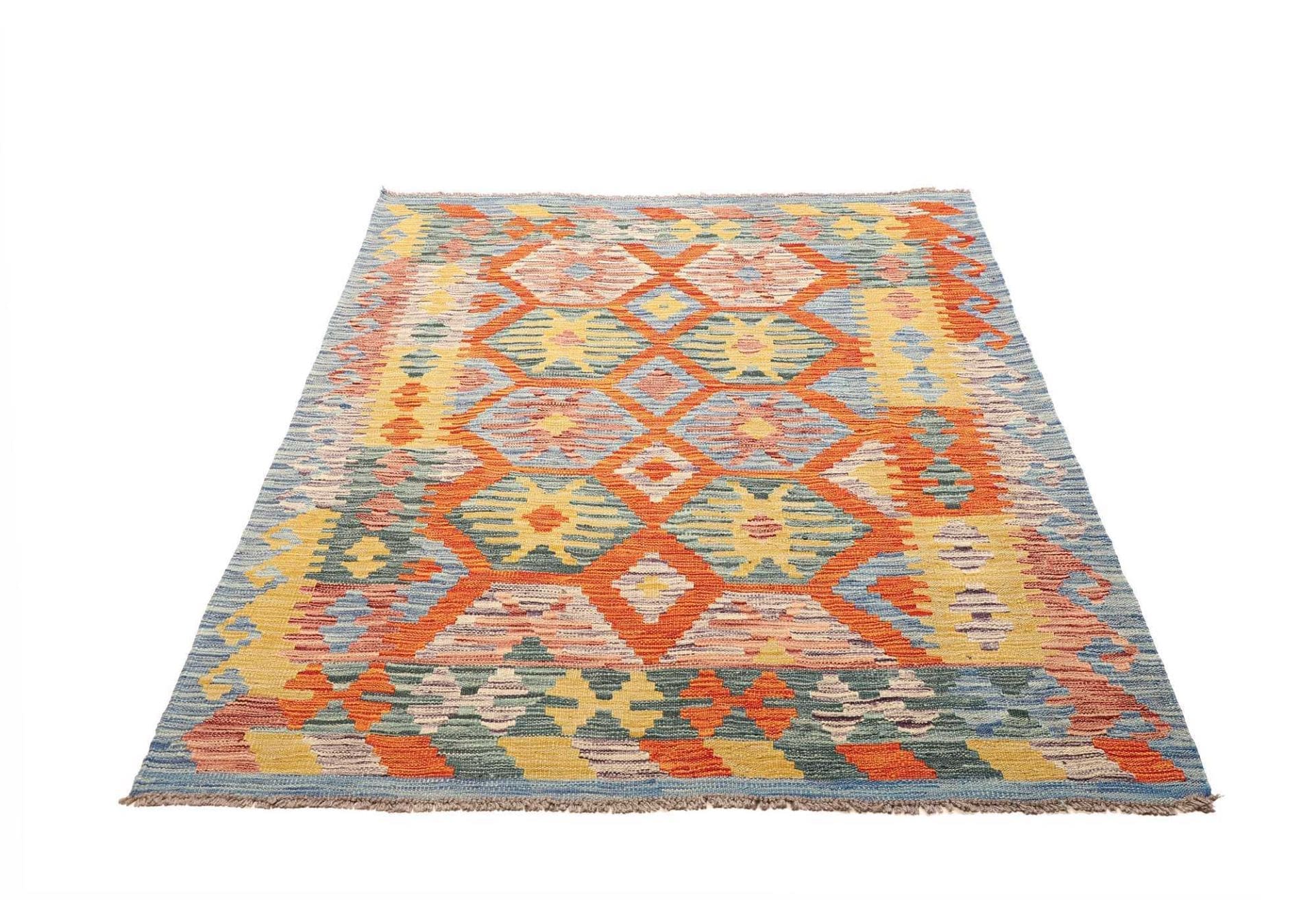 Kelim Teppich 130 x 172cm, handgewebt, rustikales Flair, Wolle