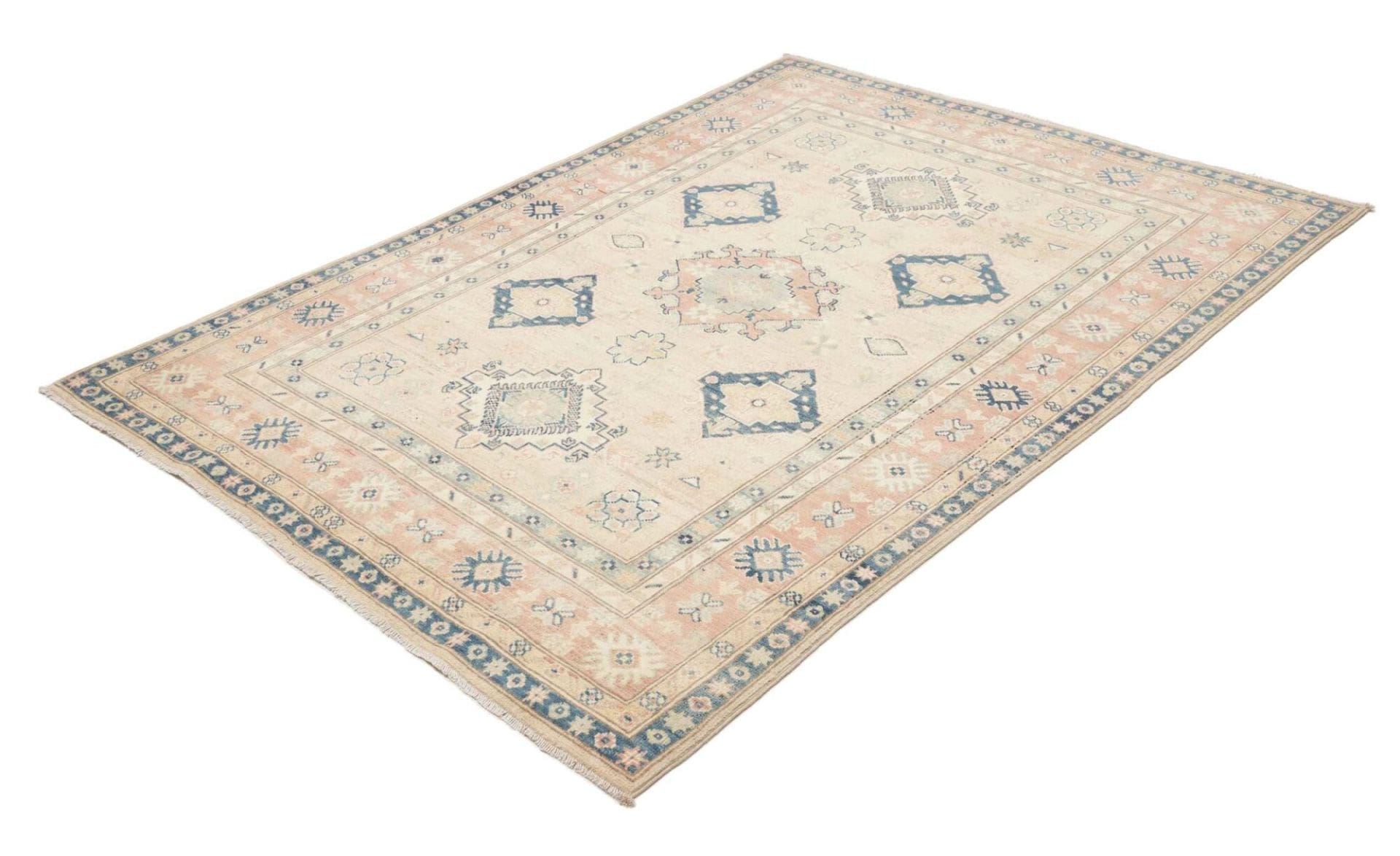 Kazak Teppich 151 x 201 cm - Geometrisches Muster, Schurwolle, handgeknüpft