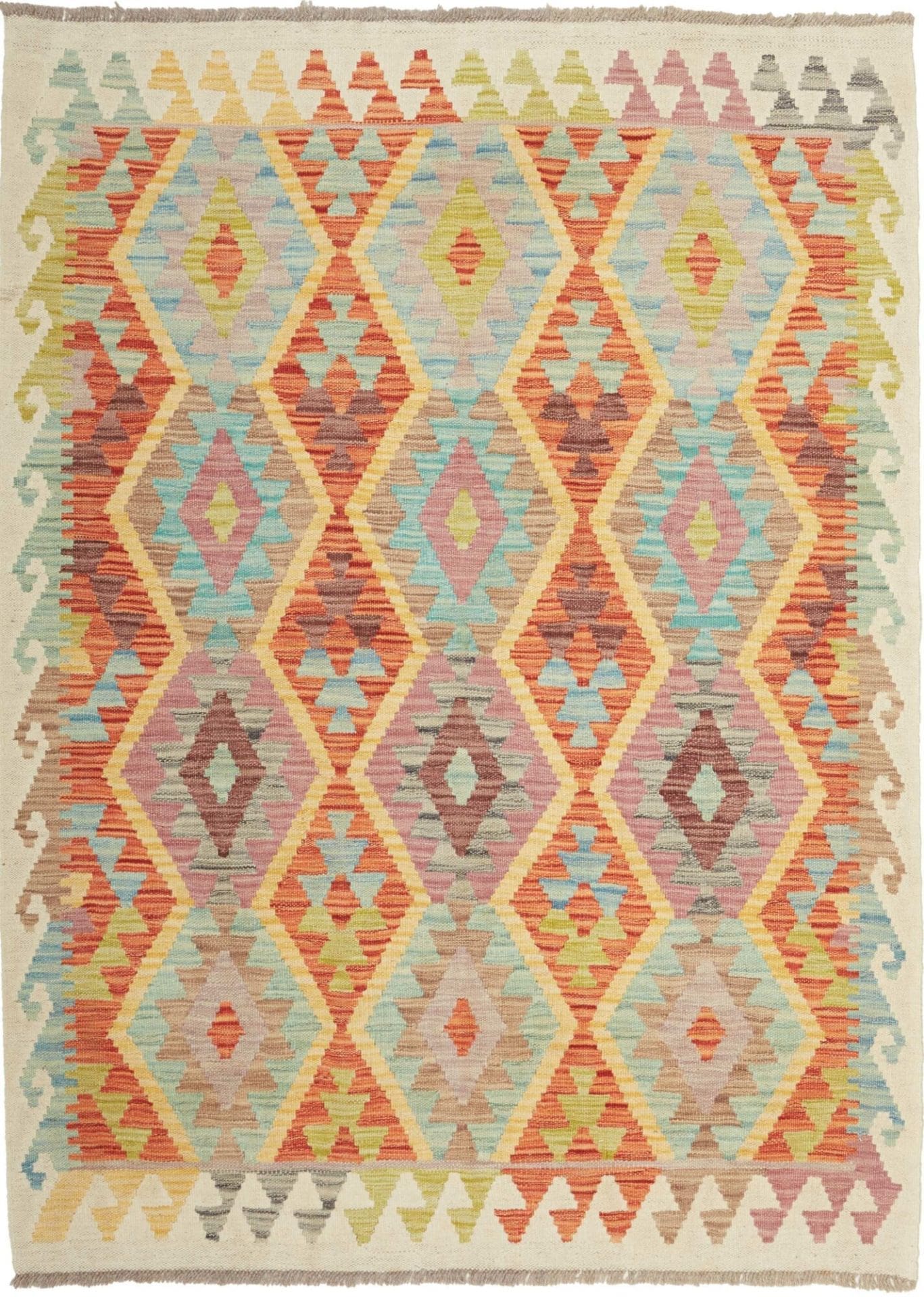 Kelim Teppich 130 x 173 cm, handgewebt, rustikal und warm