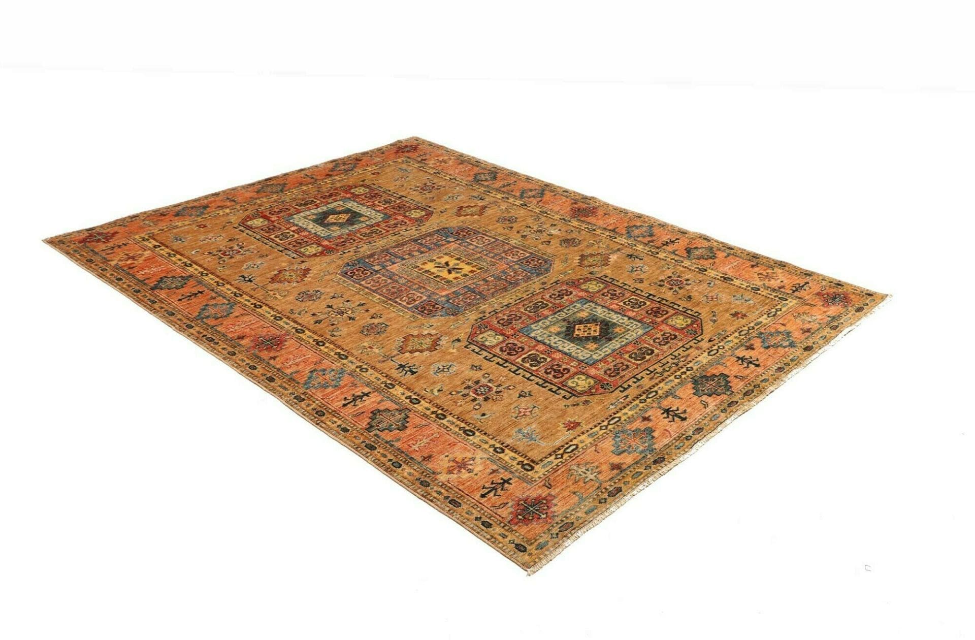 Kazak Teppich 155 x 205cm, geometrisches Muster, handgeknüpft